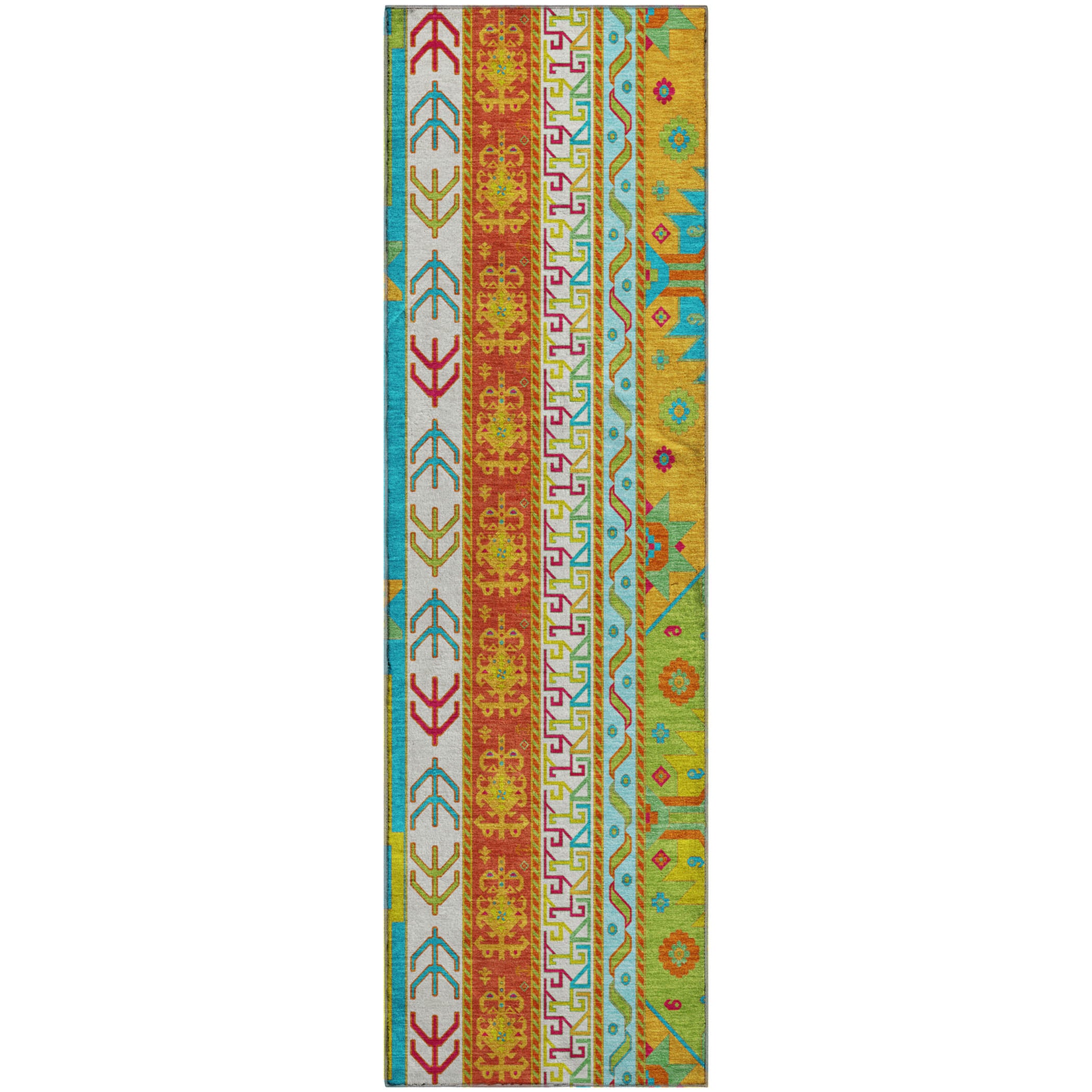 Chiang Mai Machine Washable Transitional Teal Rug 2'3" x 7'6" #shape_Runner