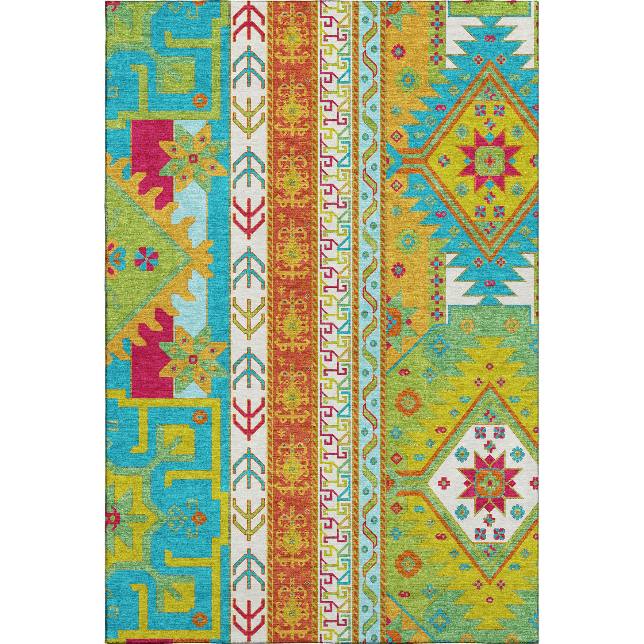 Chiang Mai Machine Washable Transitional Teal Rug 2'6" x 3'10" #shape_Rectangle