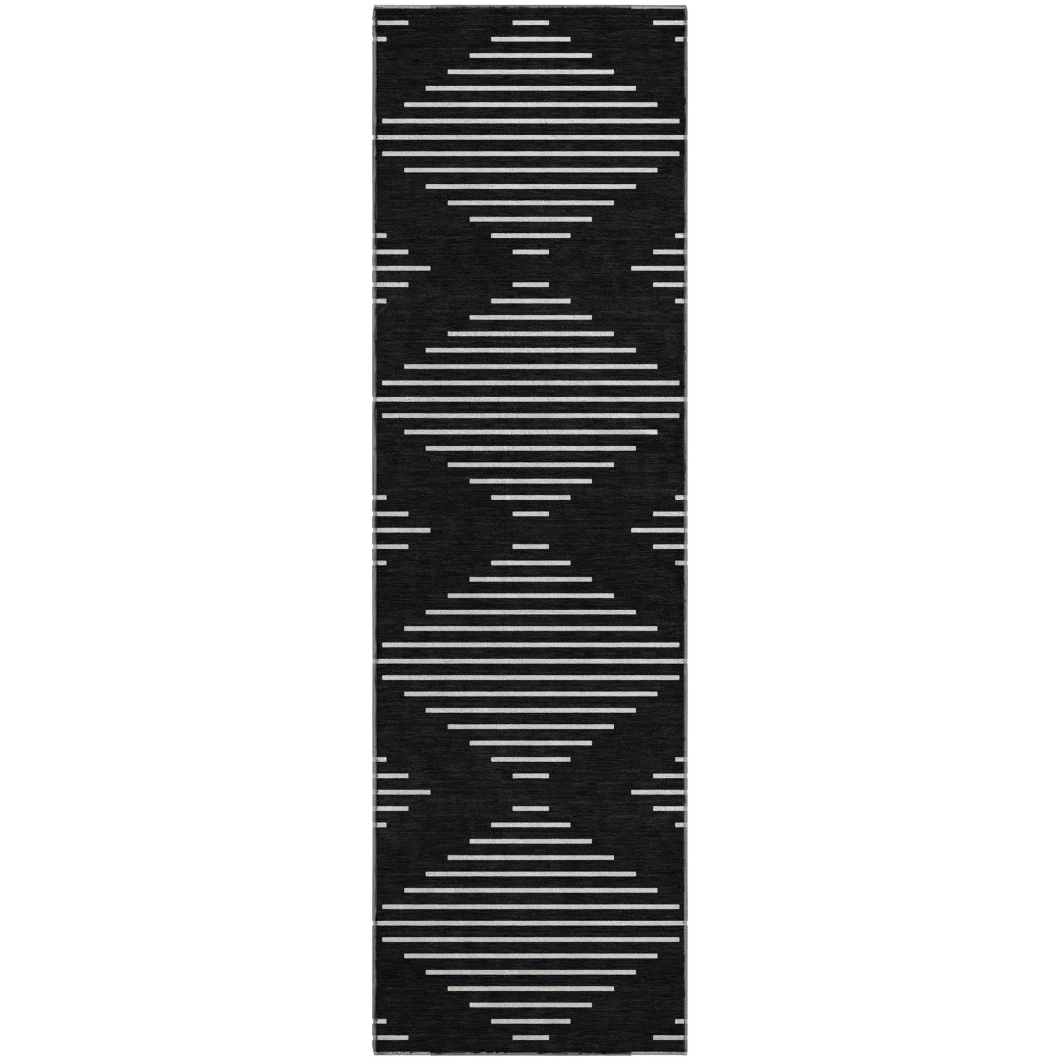 Marrakech Machine Washable Transitional Black Rug 2'3" x 7'6" #shape_Runner