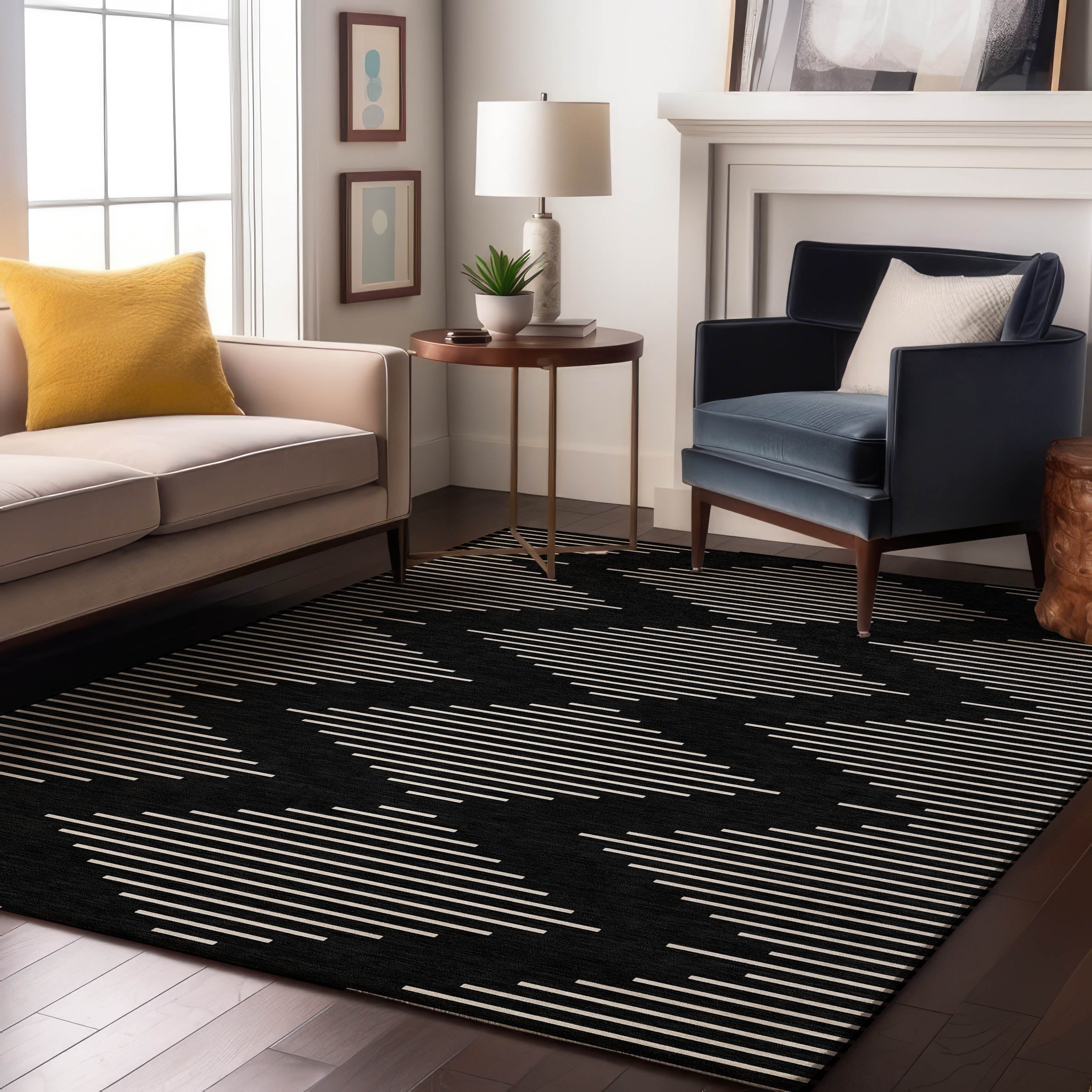 Marrakech Machine Washable Transitional Black Rug 2'6" x 3'10" #shape_Rectangle