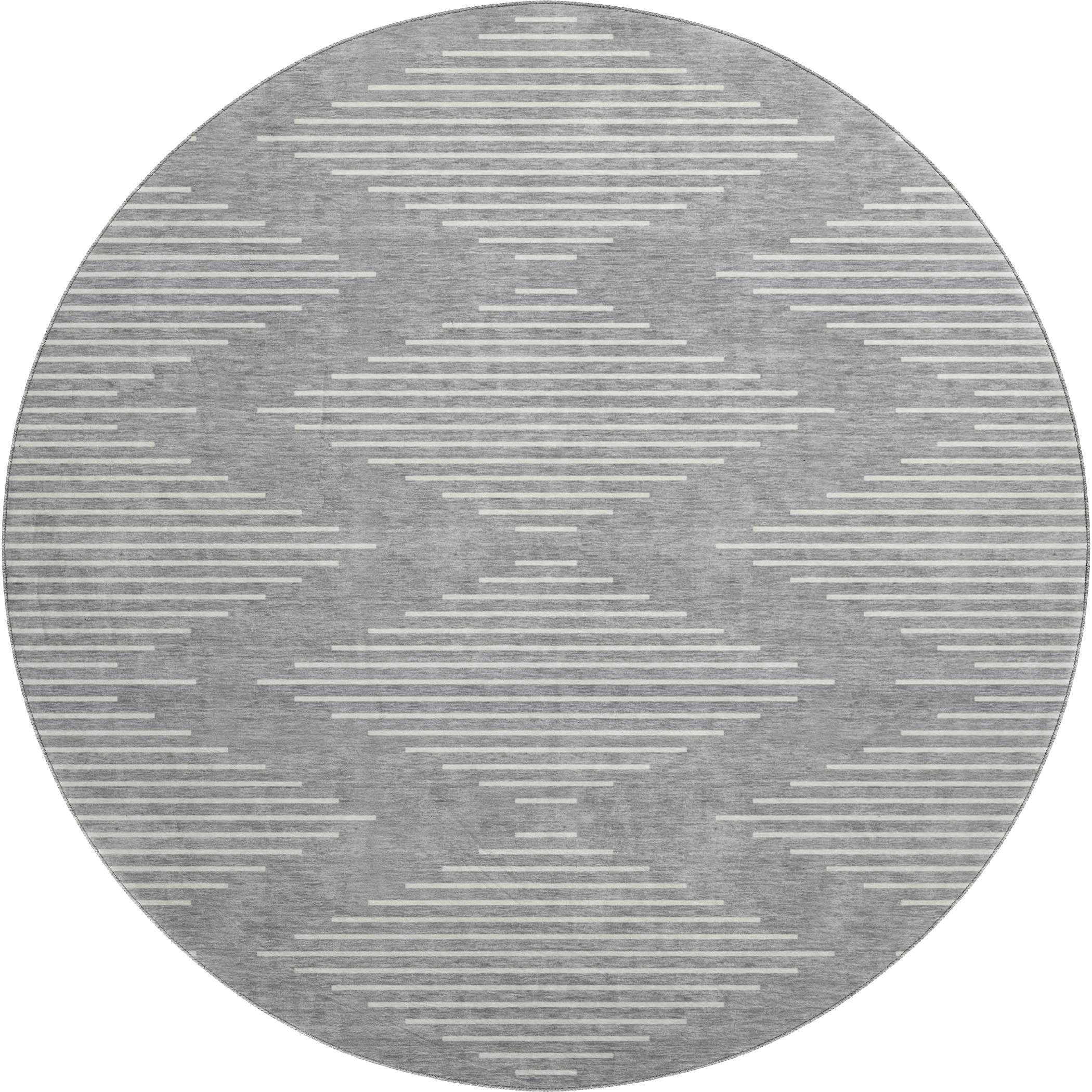 Marrakech Machine Washable Transitional Gray Rug 8' x 8' #shape_Round