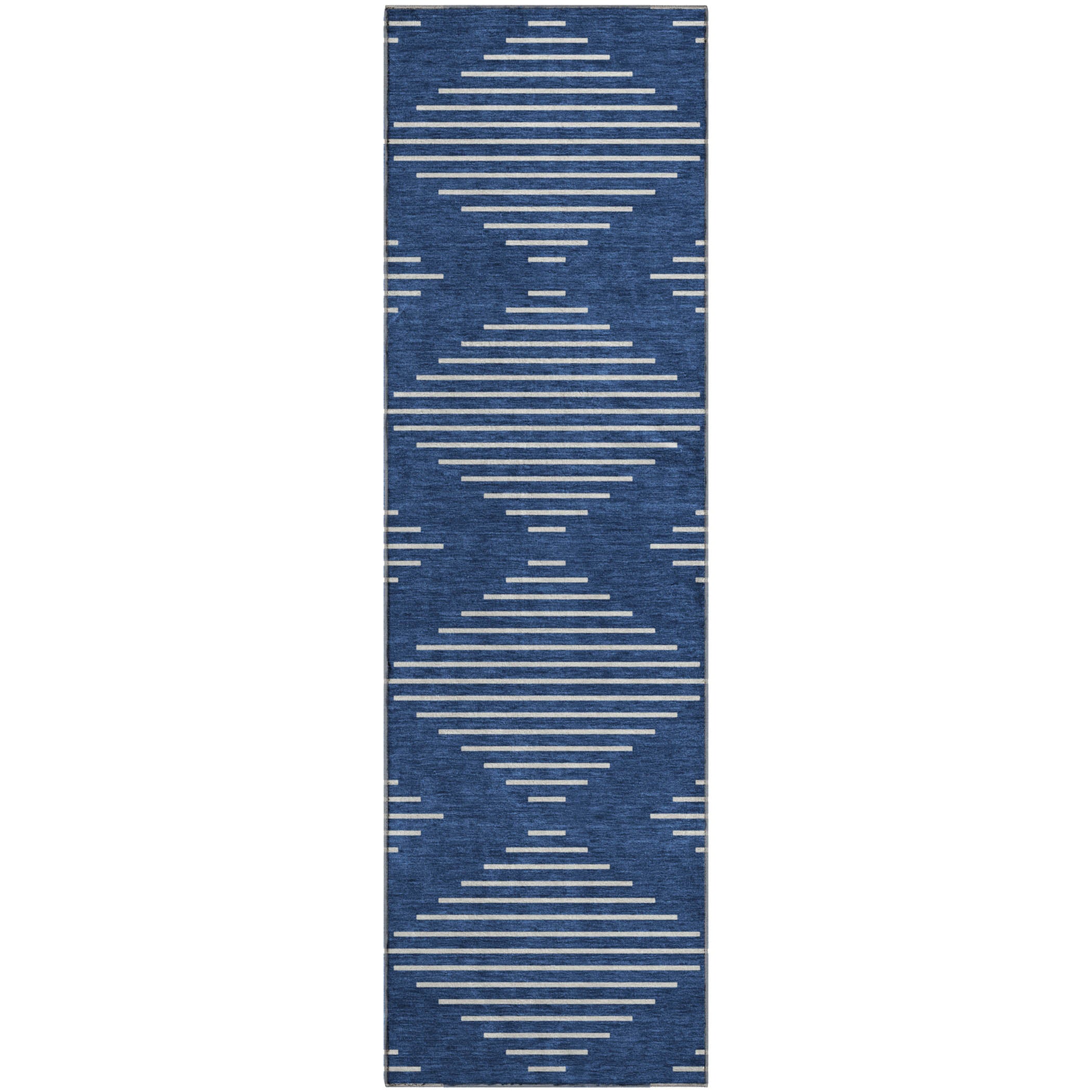 Marrakech Machine Washable Transitional Navy Blue Rug 2'3" x 7'6" #shape_Runner