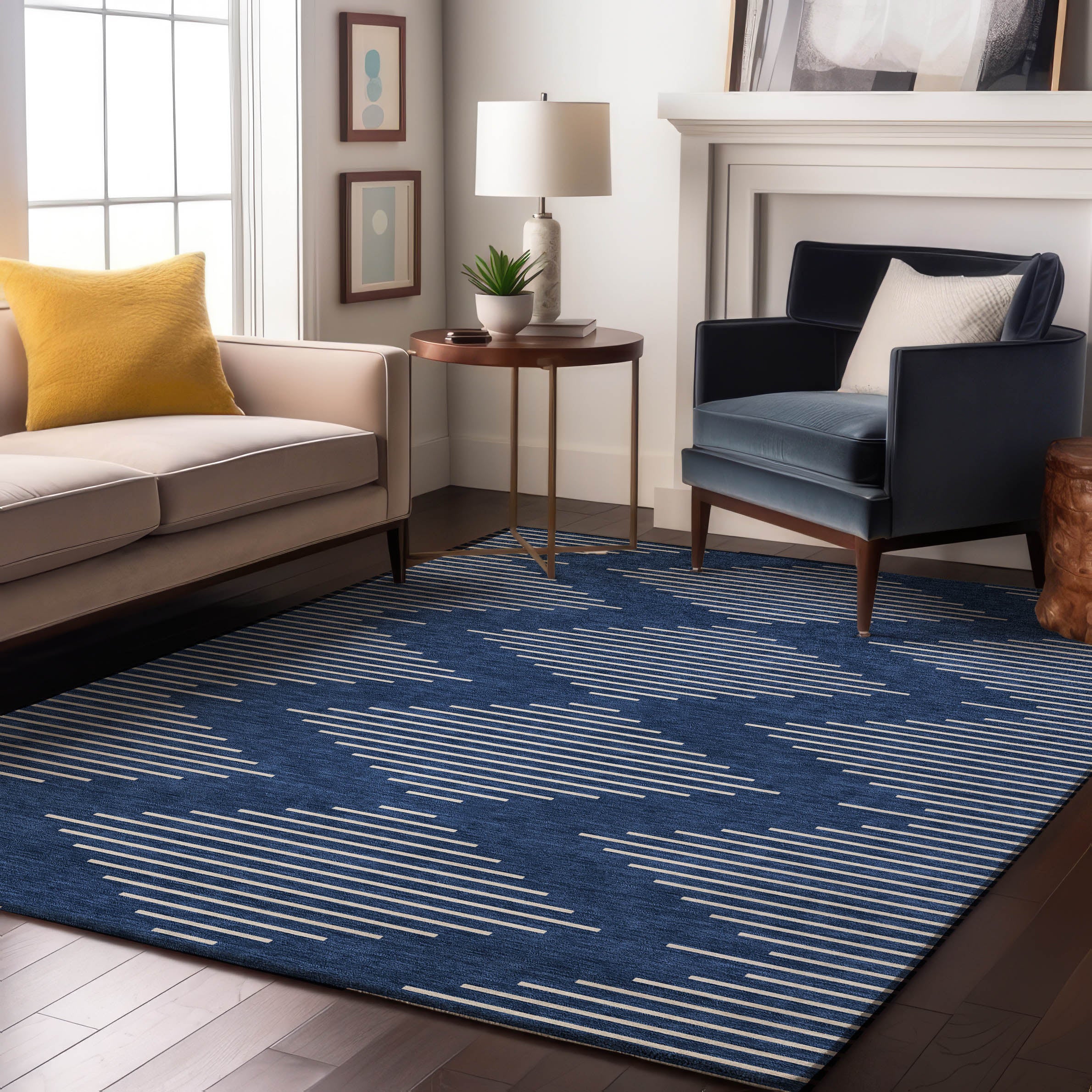 Marrakech Machine Washable Transitional Navy Blue Rug 2'6" x 3'10" #shape_Rectangle
