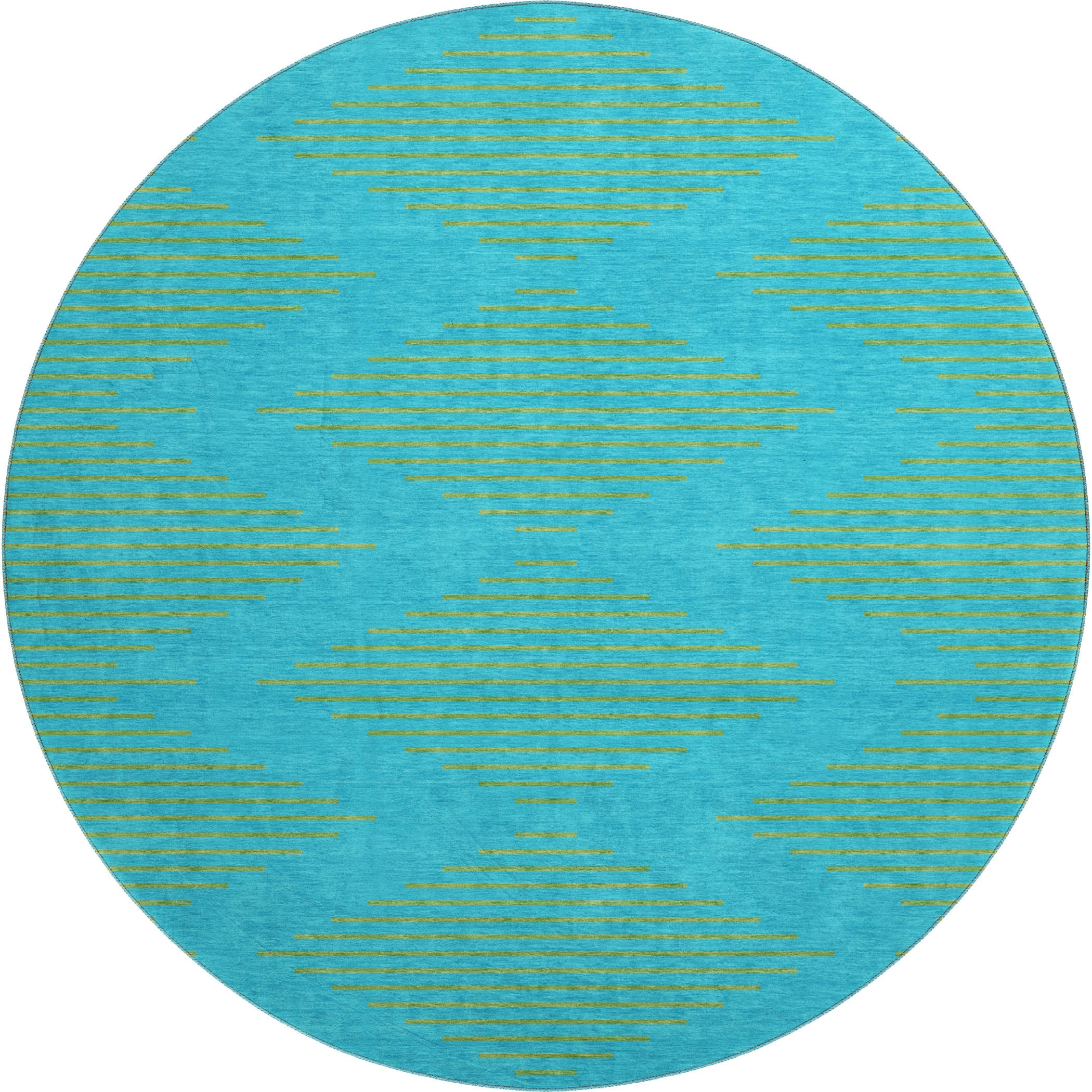 Sintra Machine Washable Transitional Aqua Teal Rug 8' x 8' #shape_Round