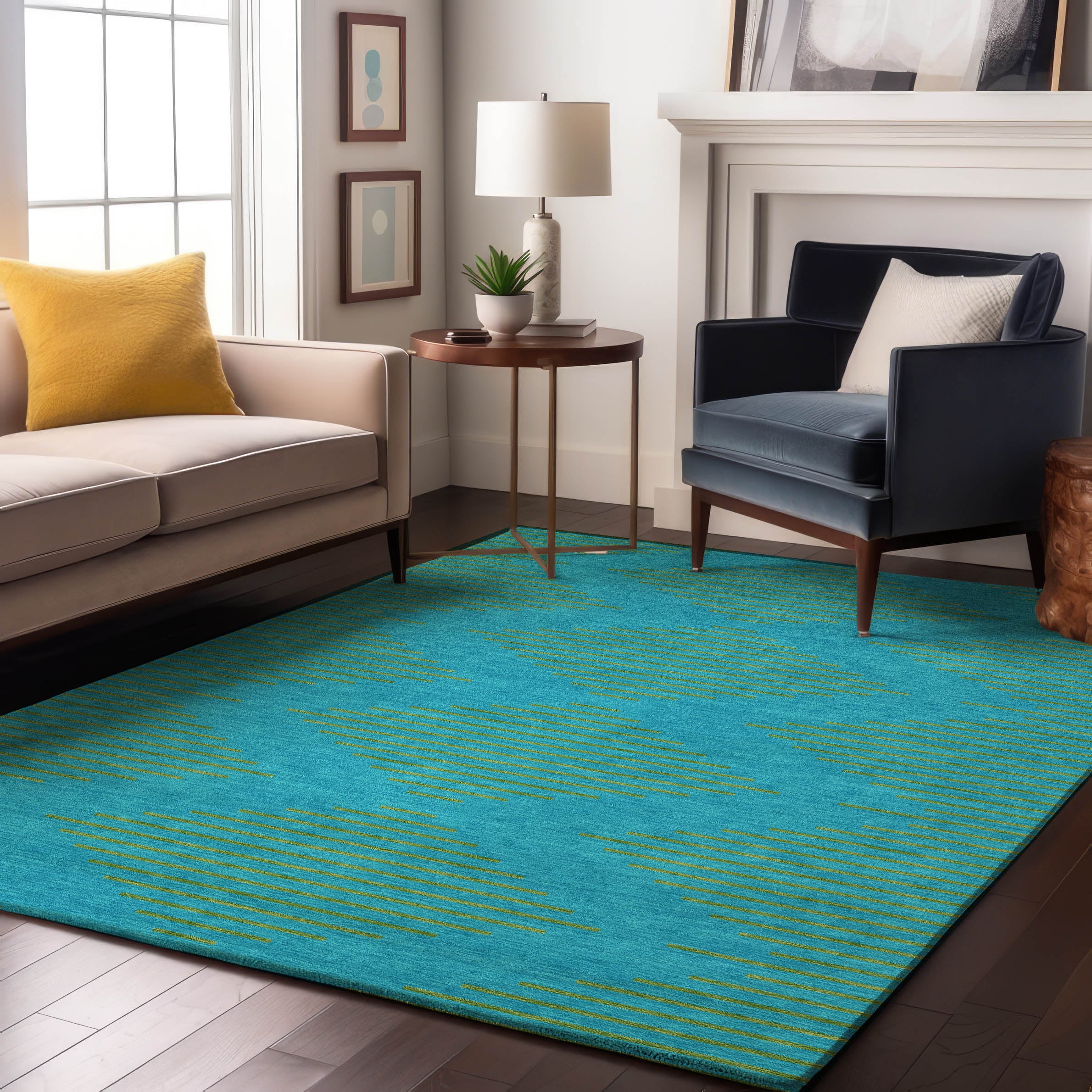 Sintra Machine Washable Transitional Aqua Teal Rug 2'6" x 3'10" #shape_Rectangle