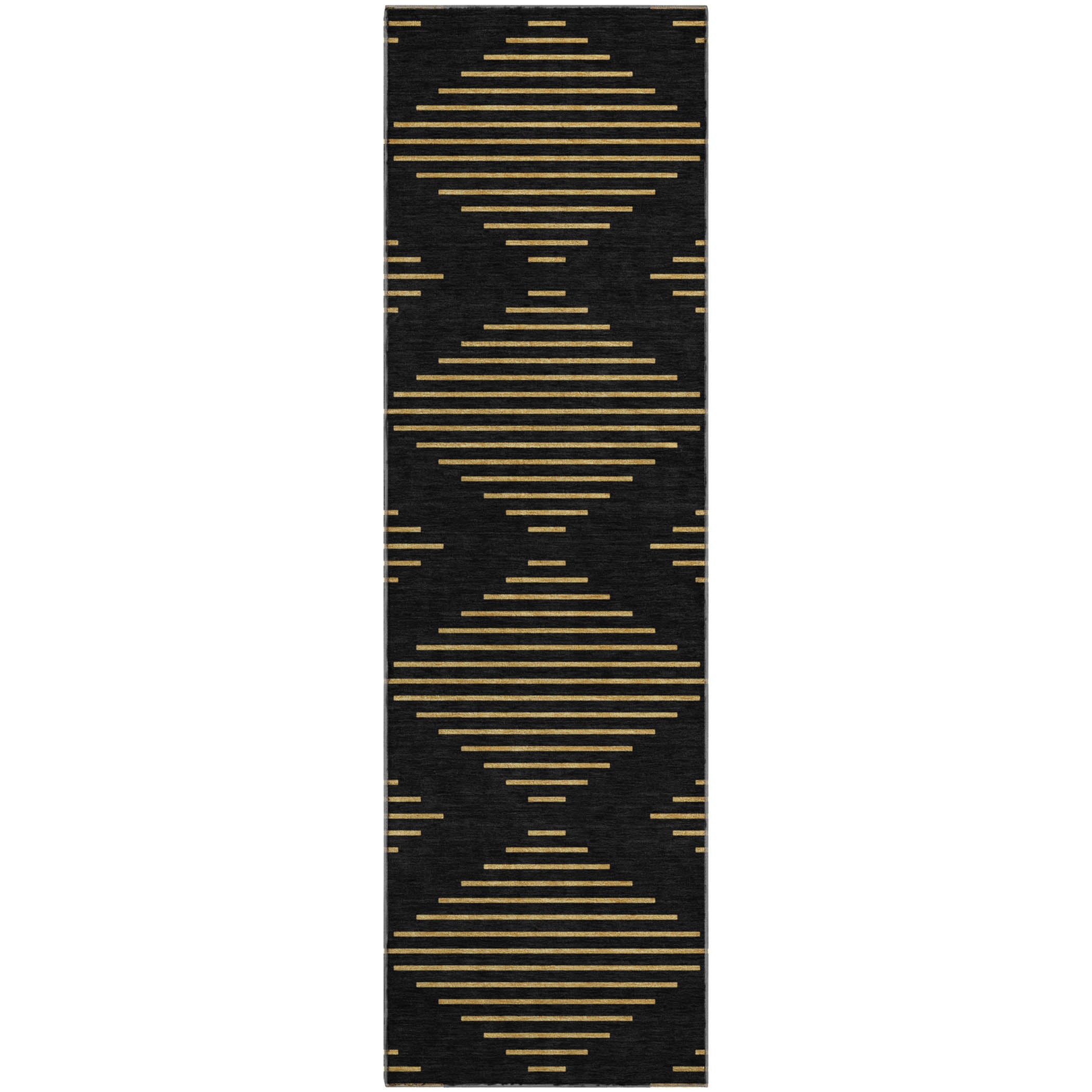 Sintra Machine Washable Transitional Black Rug 2'3" x 7'6" #shape_Runner