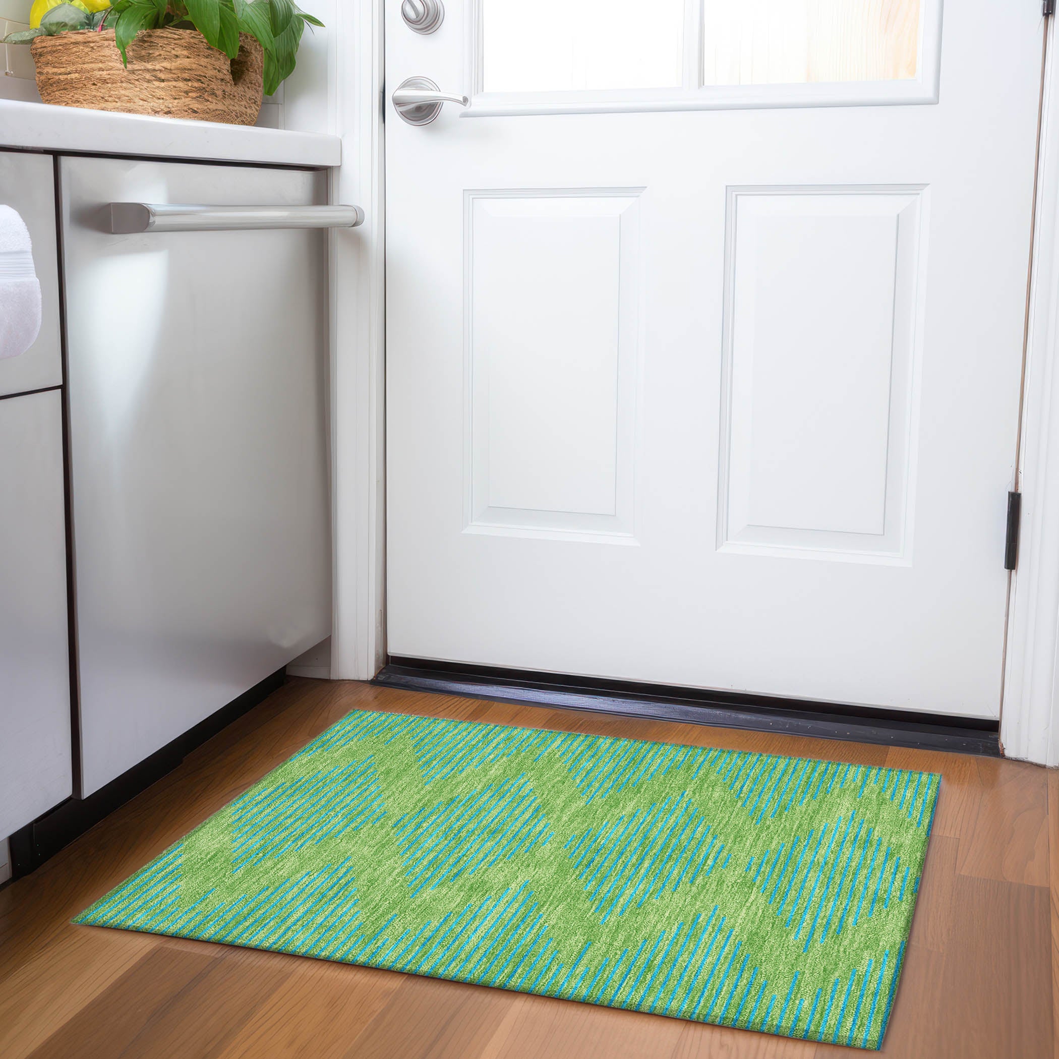 Sintra Machine Washable Transitional Green Rug 1'8" x 2'6" #shape_Rectangle