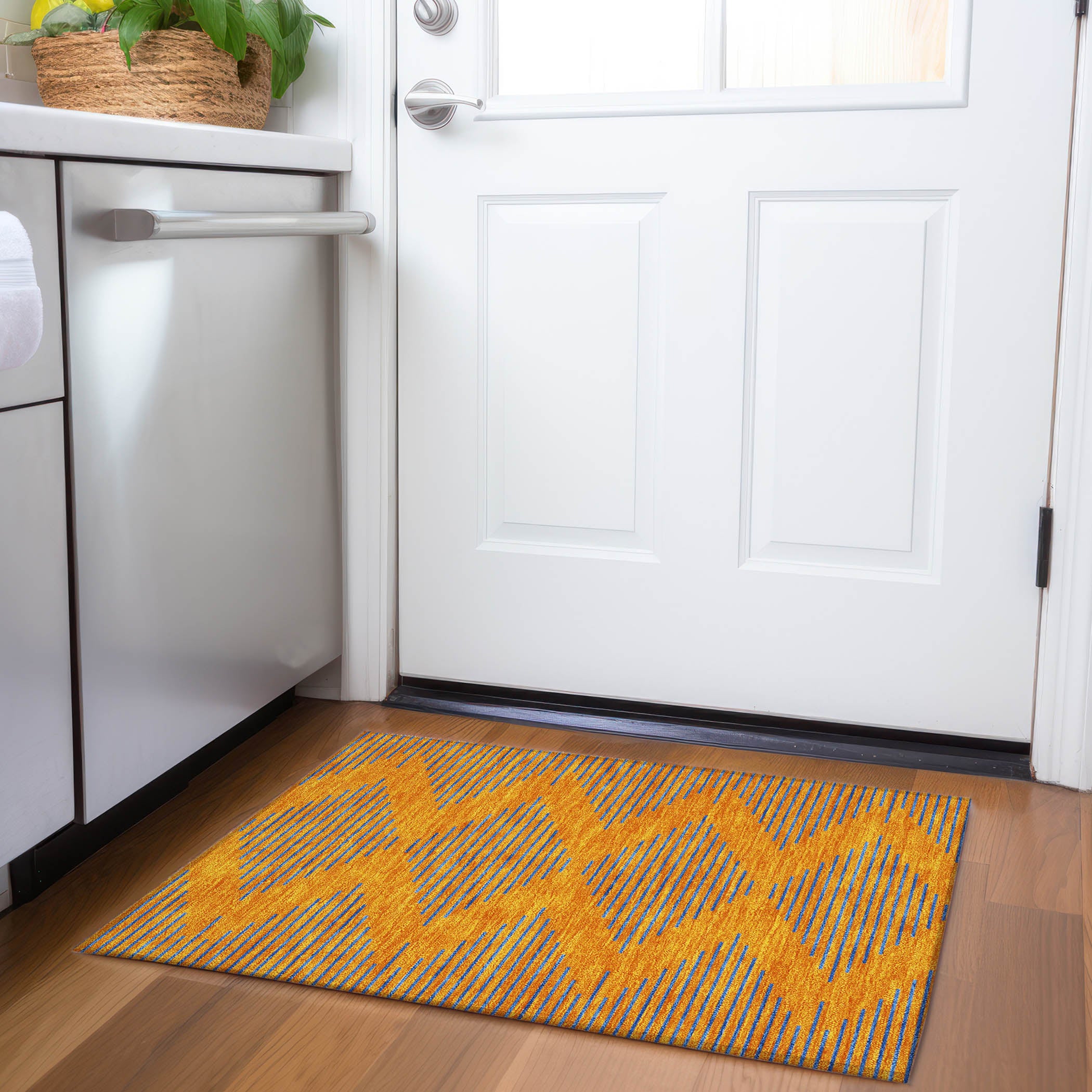 Sintra Machine Washable Transitional Orange Rug 1'8" x 2'6" #shape_Rectangle