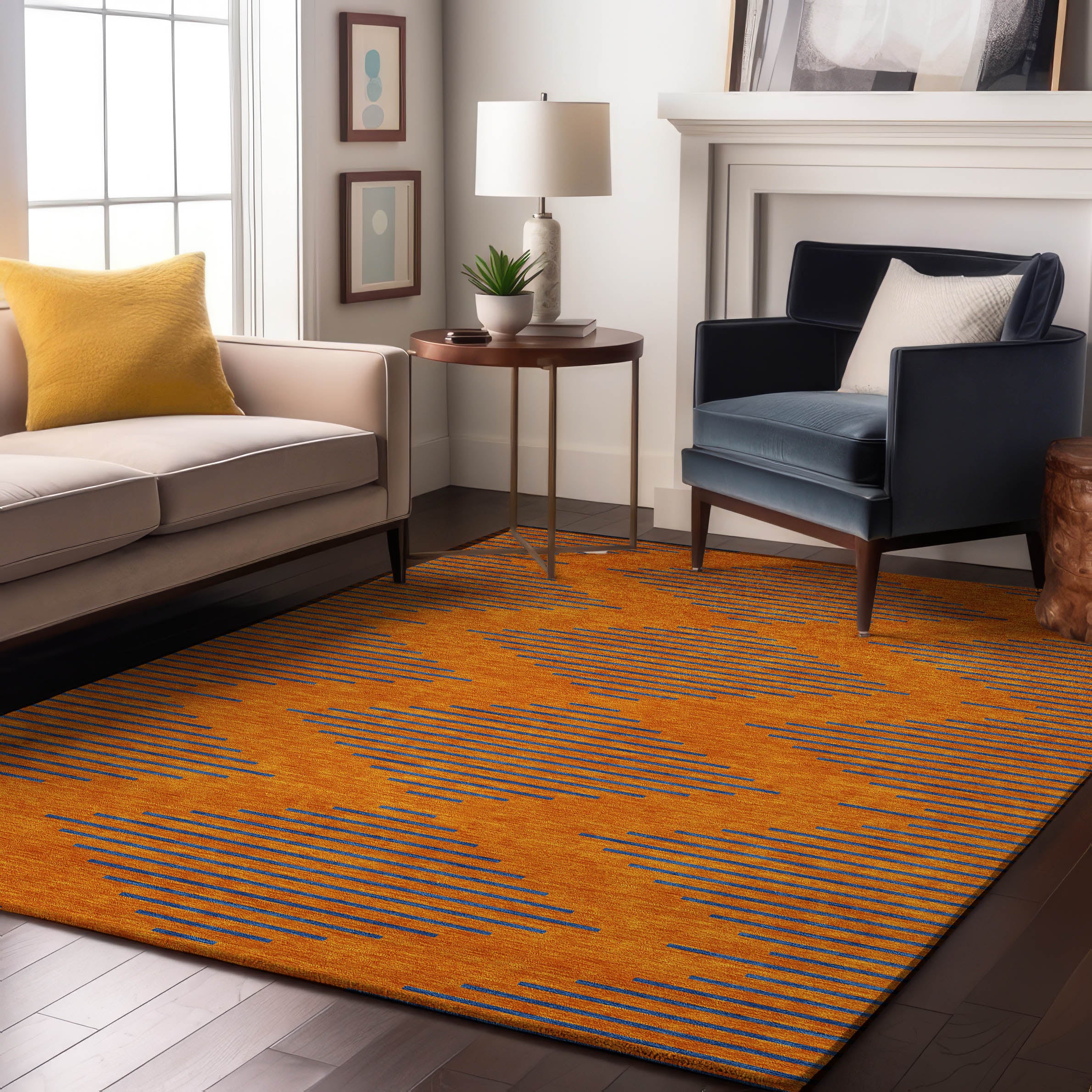 Sintra Machine Washable Transitional Orange Rug 2'6" x 3'10" #shape_Rectangle