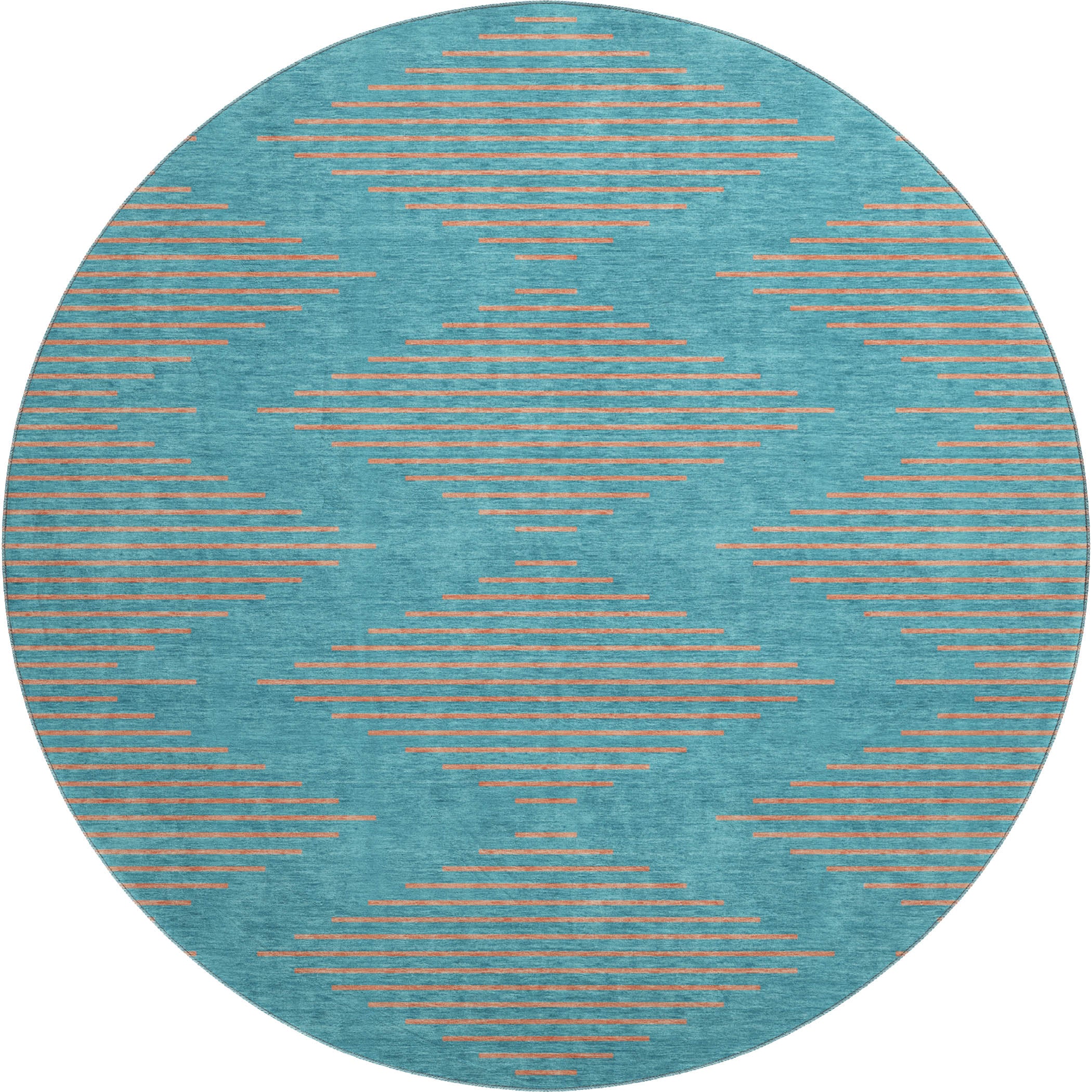 Sintra Machine Washable Transitional Teal Rug 8' x 8' #shape_Round