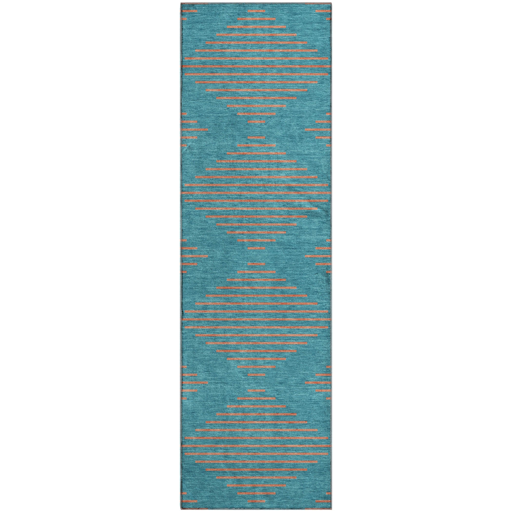 Sintra Machine Washable Transitional Teal Rug 2'3" x 7'6" #shape_Runner