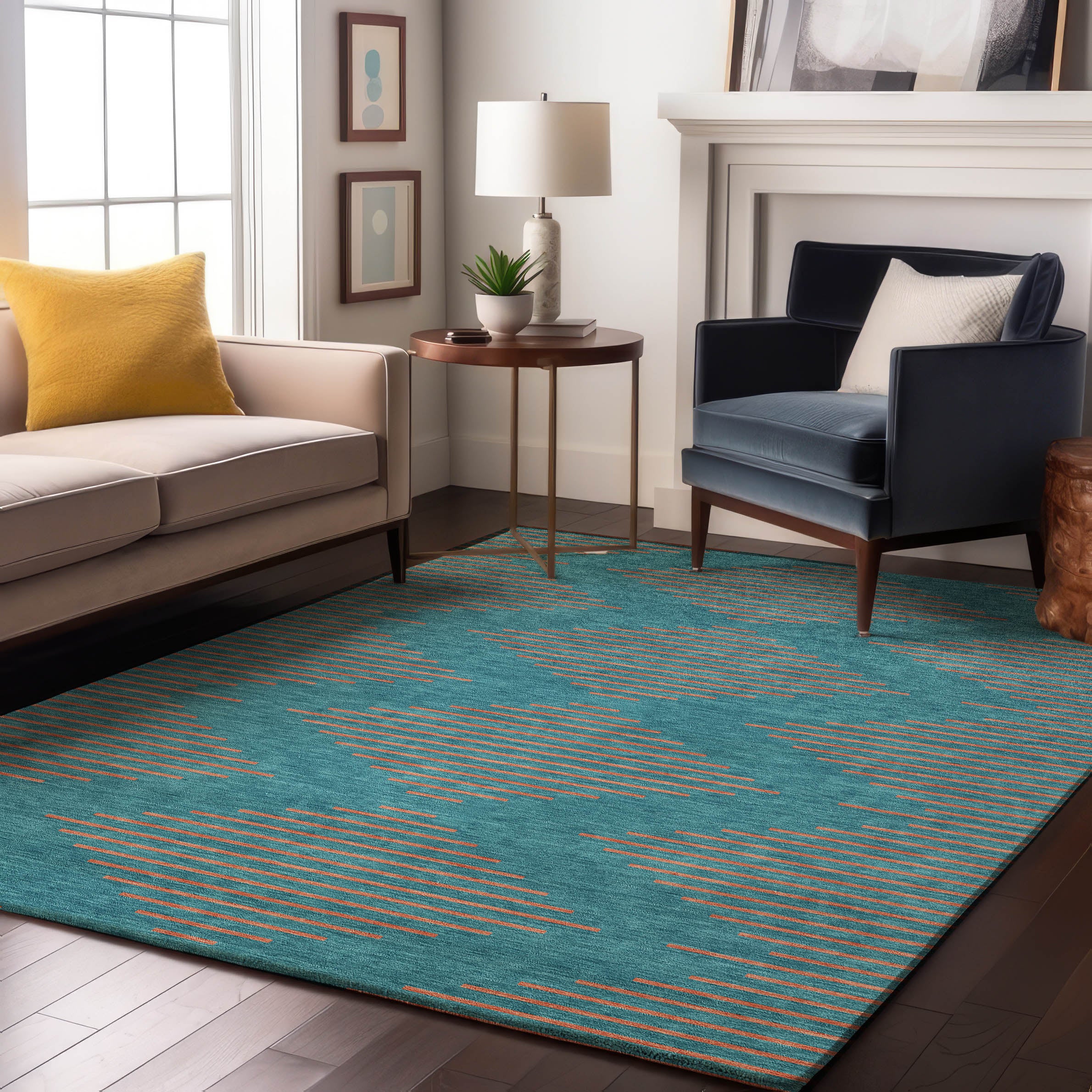 Sintra Machine Washable Transitional Teal Rug 2'6" x 3'10" #shape_Rectangle