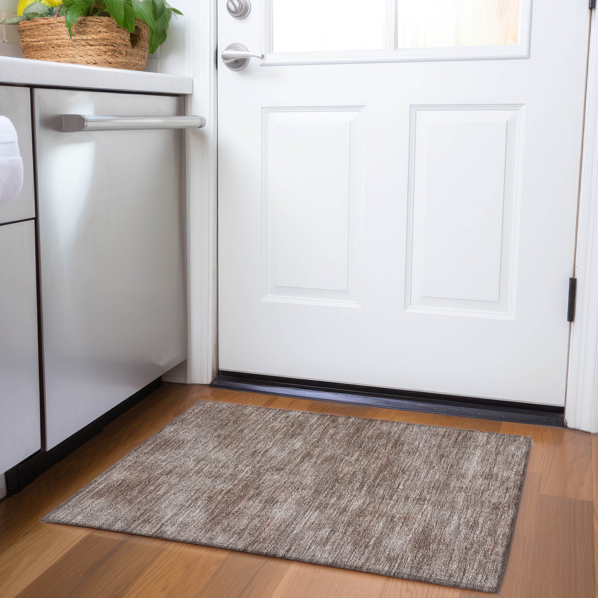 Rome Machine Washable Transitional Brown Rug 1'8" x 2'6" #shape_Rectangle