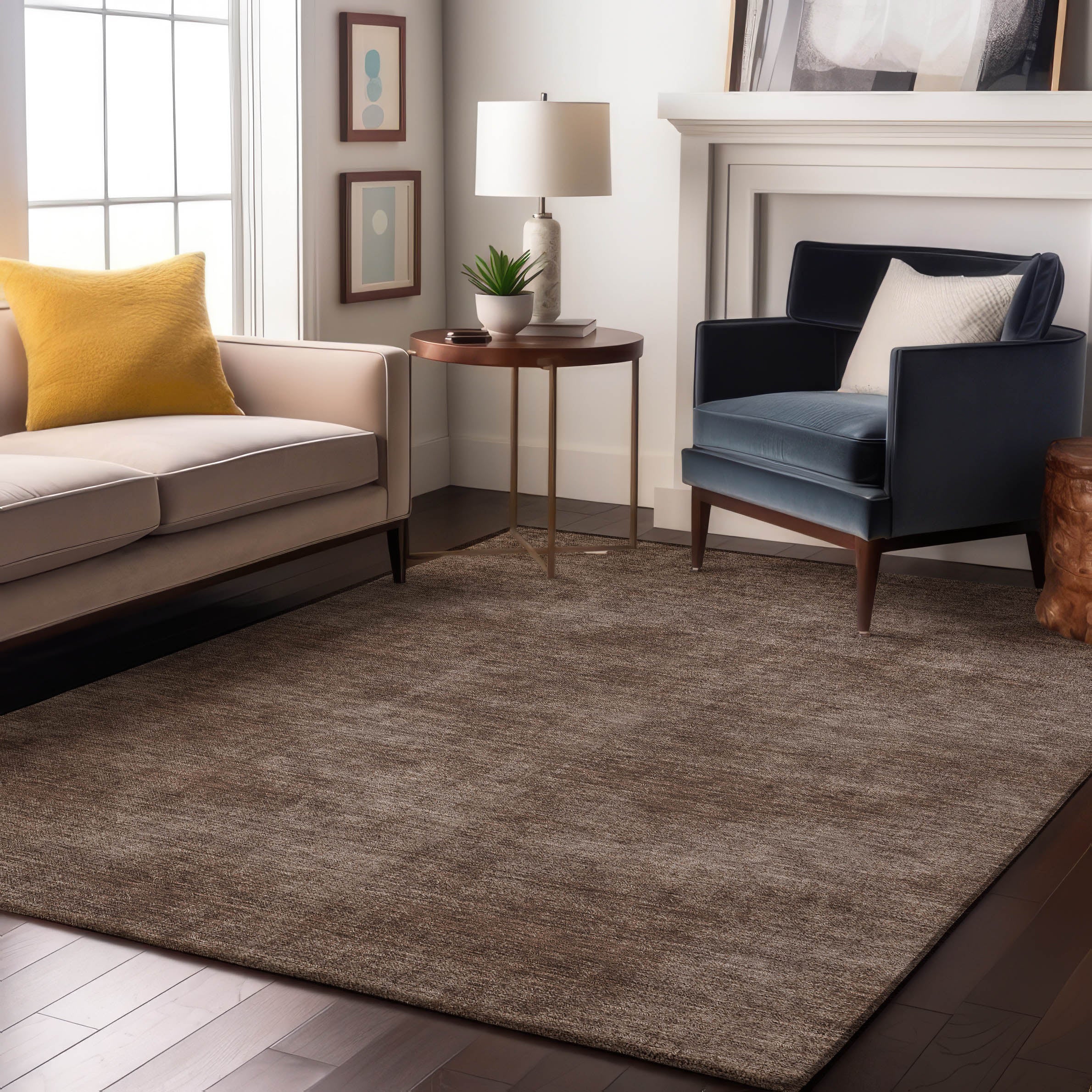 Rome Machine Washable Transitional Brown Rug 2'6" x 3'10" #shape_Rectangle