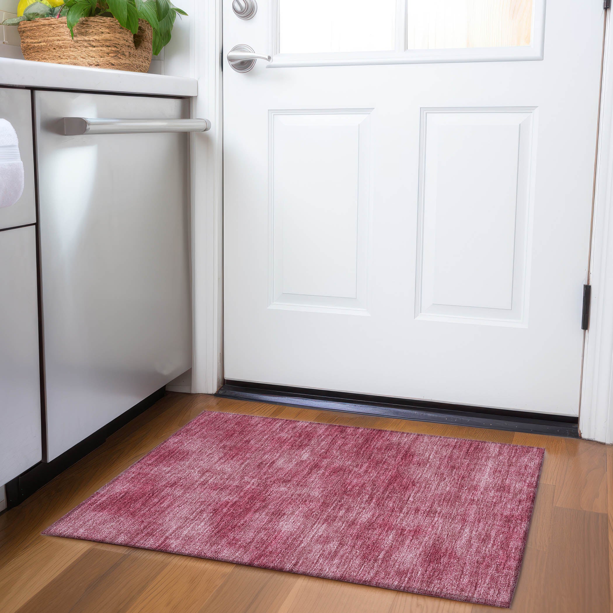 Rome Machine Washable Transitional Garnet Red Rug 1'8" x 2'6" #shape_Rectangle
