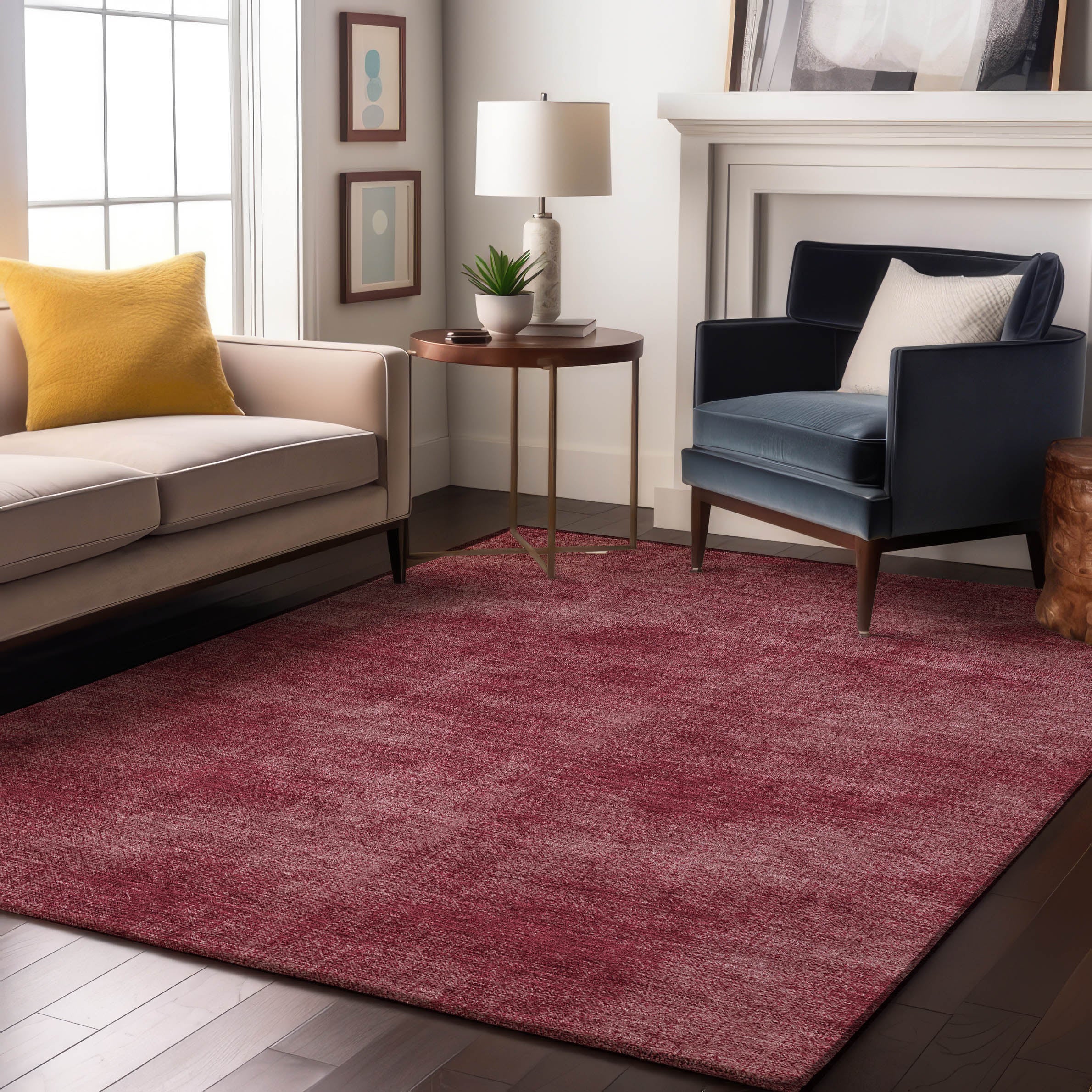 Rome Machine Washable Transitional Garnet Red Rug 2'6" x 3'10" #shape_Rectangle