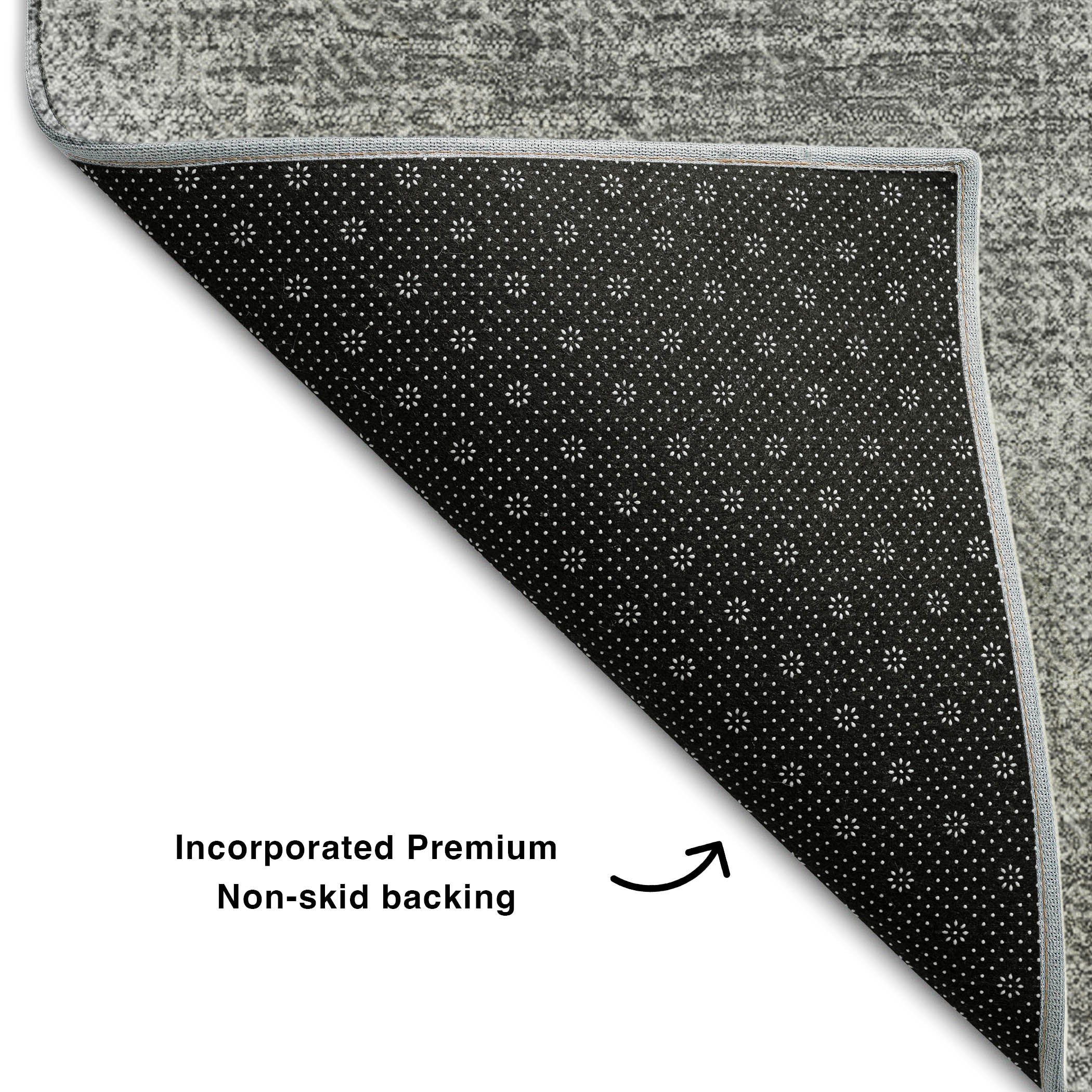 Rome Machine Washable Transitional Gray Rug 1'8" x 2'6" #shape_Rectangle