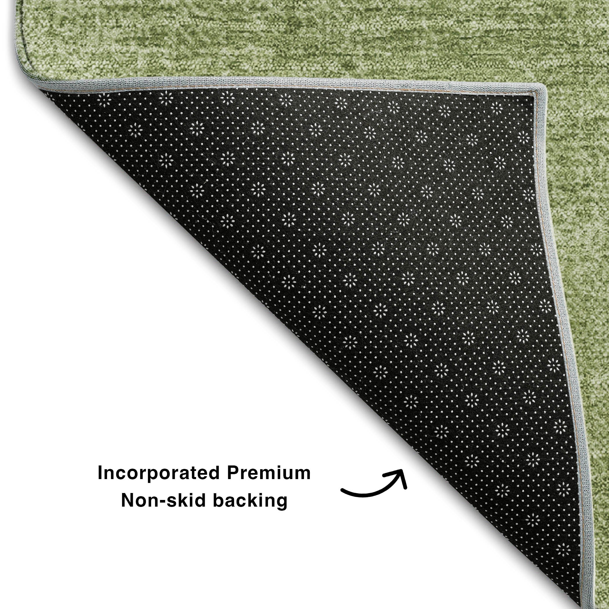 Rome Machine Washable Transitional Green Rug 1'8" x 2'6" #shape_Rectangle