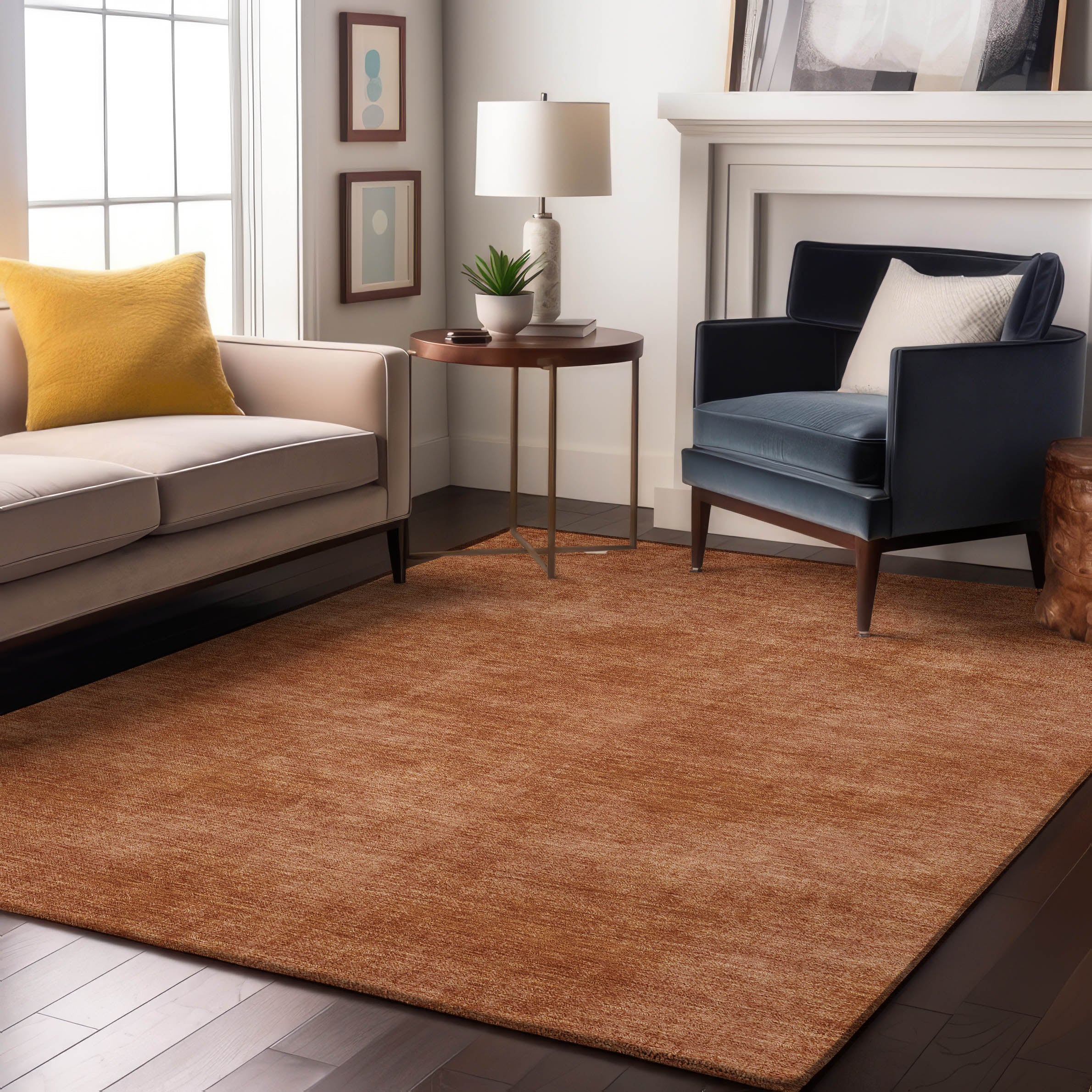 Rome Machine Washable Transitional Paprika Orange Rug 2'6" x 3'10" #shape_Rectangle