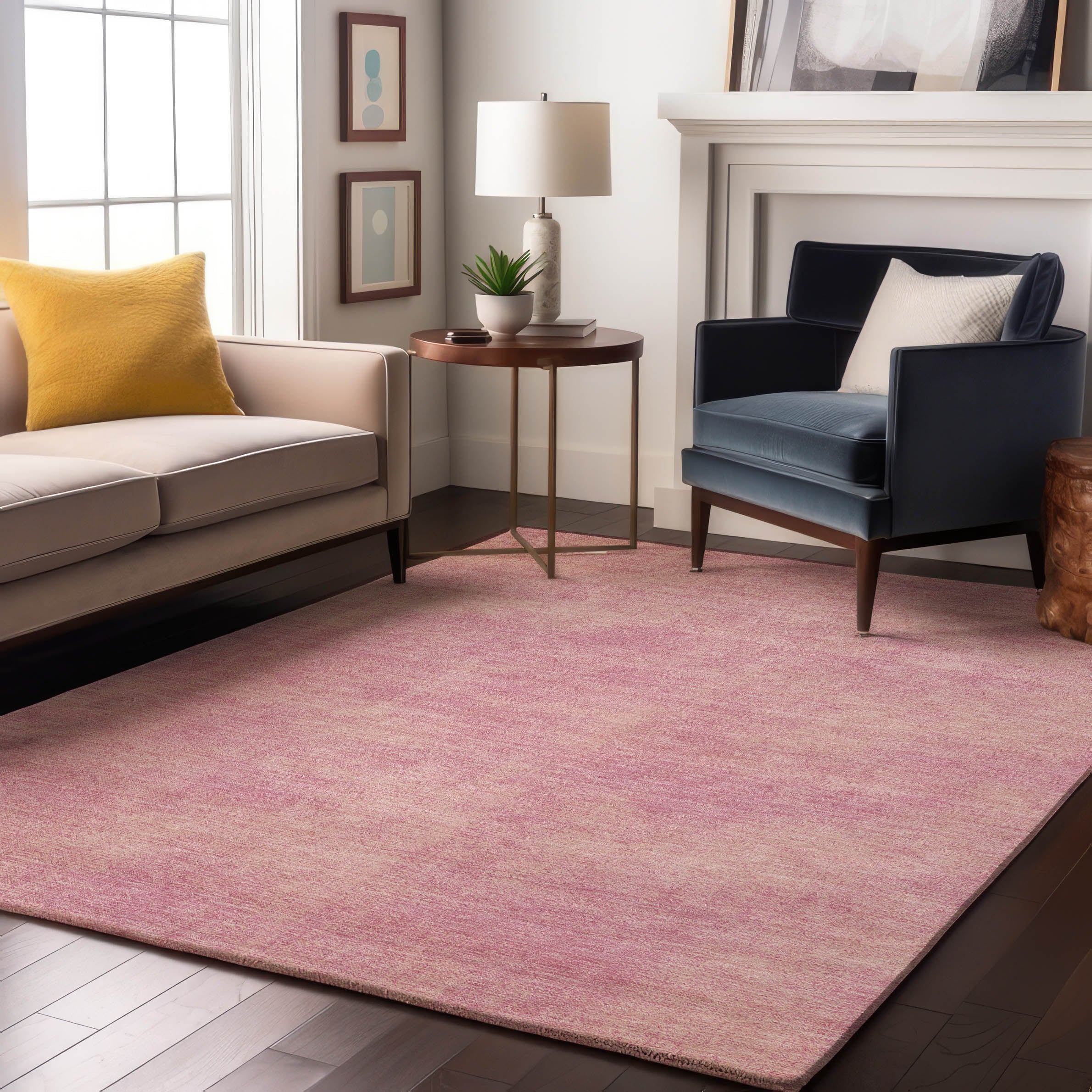 Rome Machine Washable Transitional Pink Rug 2'6" x 3'10" #shape_Rectangle