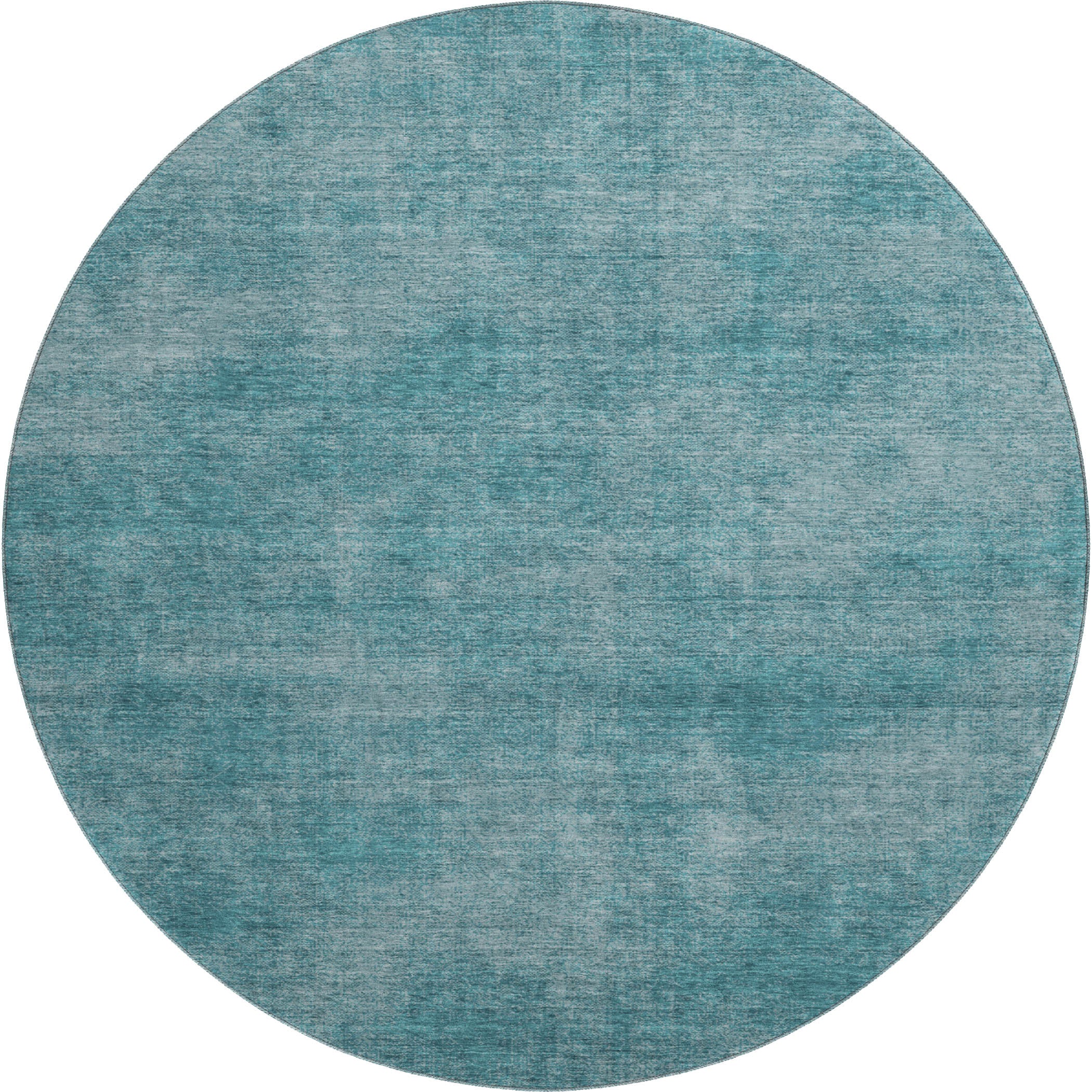 Rome Machine Washable Transitional Teal Rug 8' x 8' #shape_Round