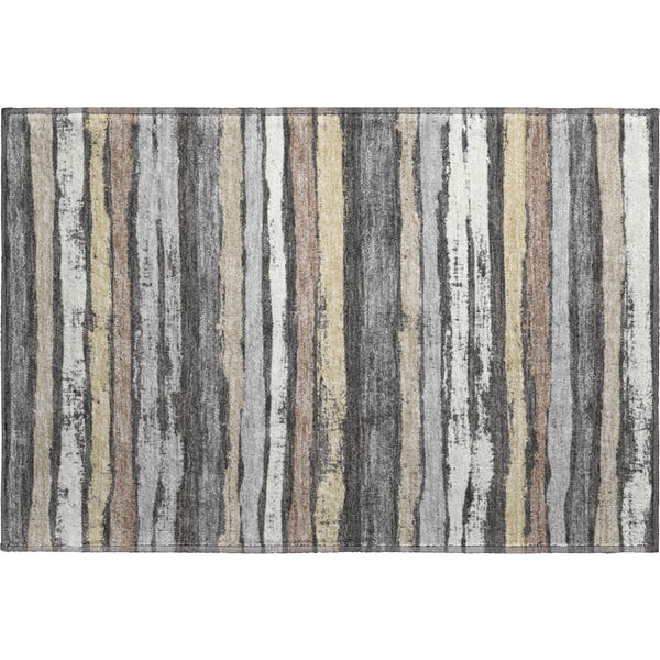 Budapest Machine Washable Transitional Charcoal Gray Rug 1'8" x 2'6"