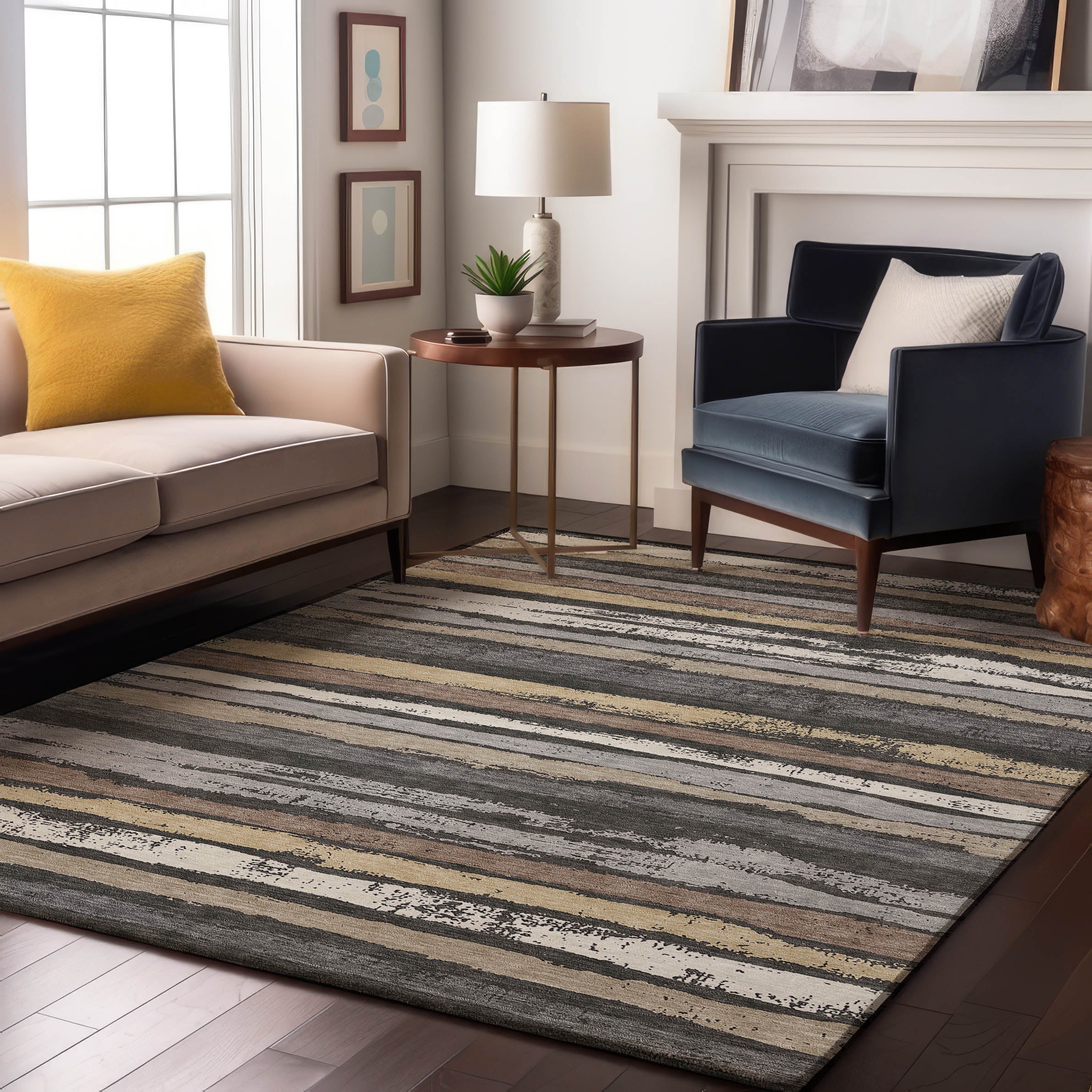 Budapest Machine Washable Transitional Charcoal Gray Rug 2'6" x 3'10" #shape_Rectangle