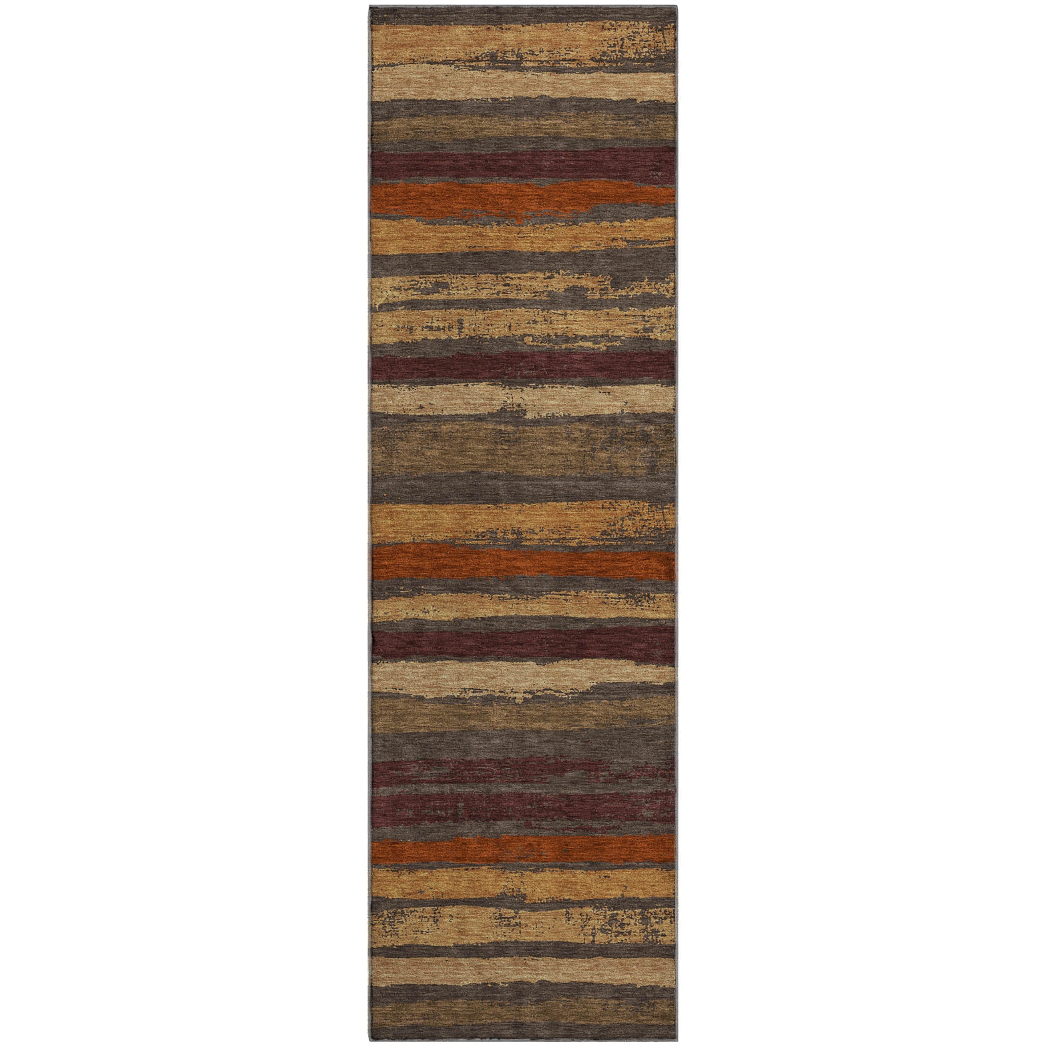 Budapest Machine Washable Transitional Chocolate Brown Rug 2'3" x 7'6" #shape_Runner