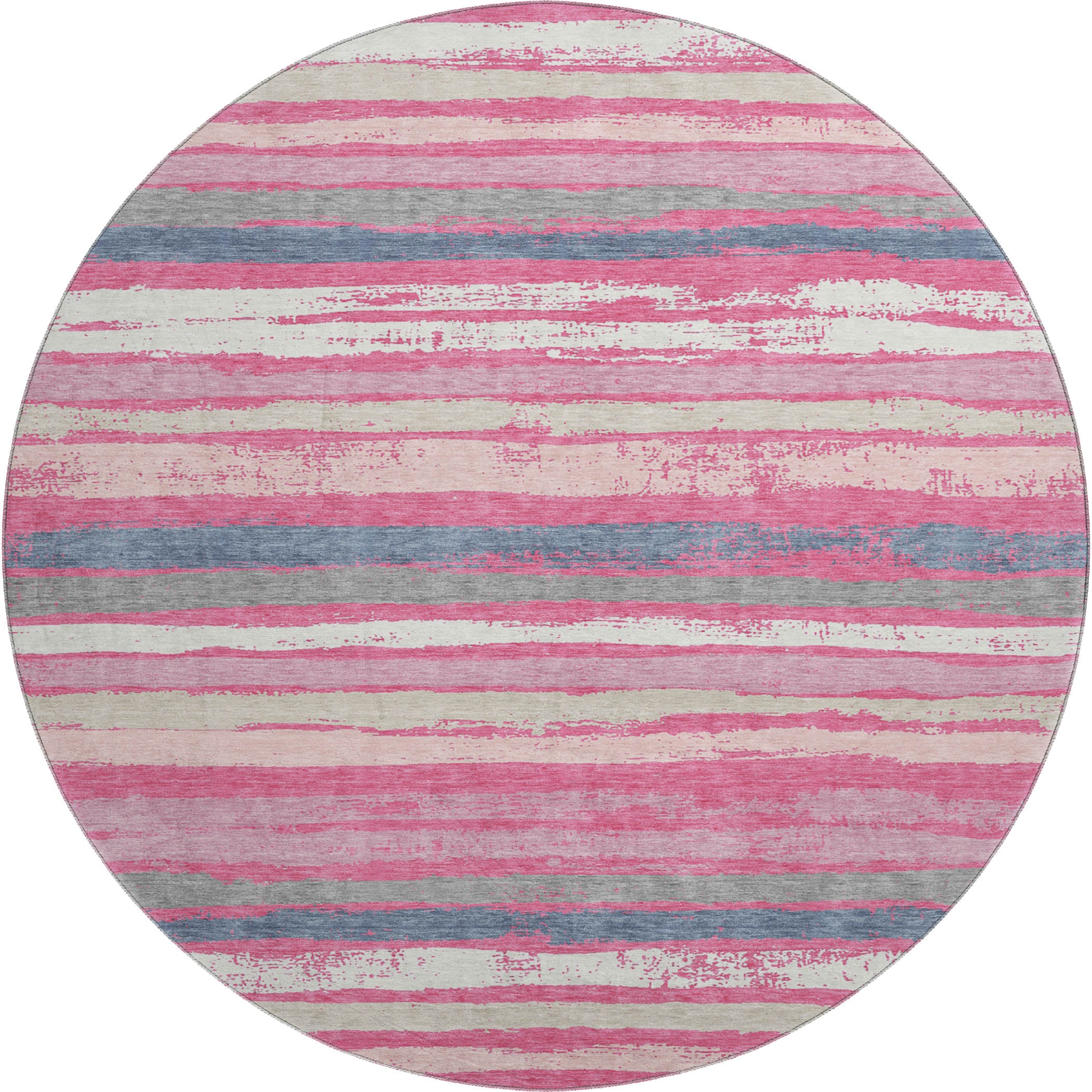 Budapest Machine Washable Transitional Pink Rug 8' x 8' #shape_Round
