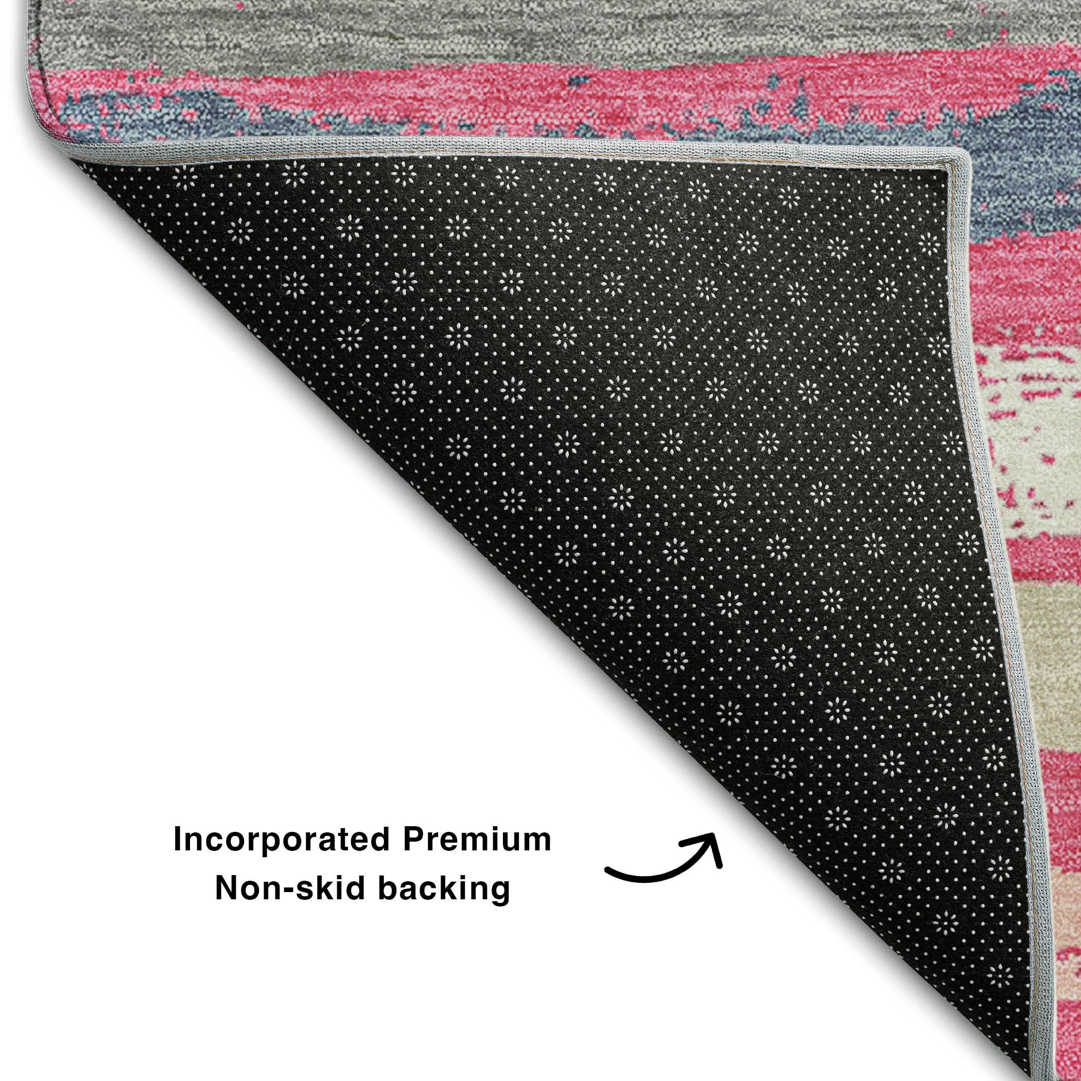 Budapest Machine Washable Transitional Pink Rug 1'8" x 2'6" #shape_Rectangle