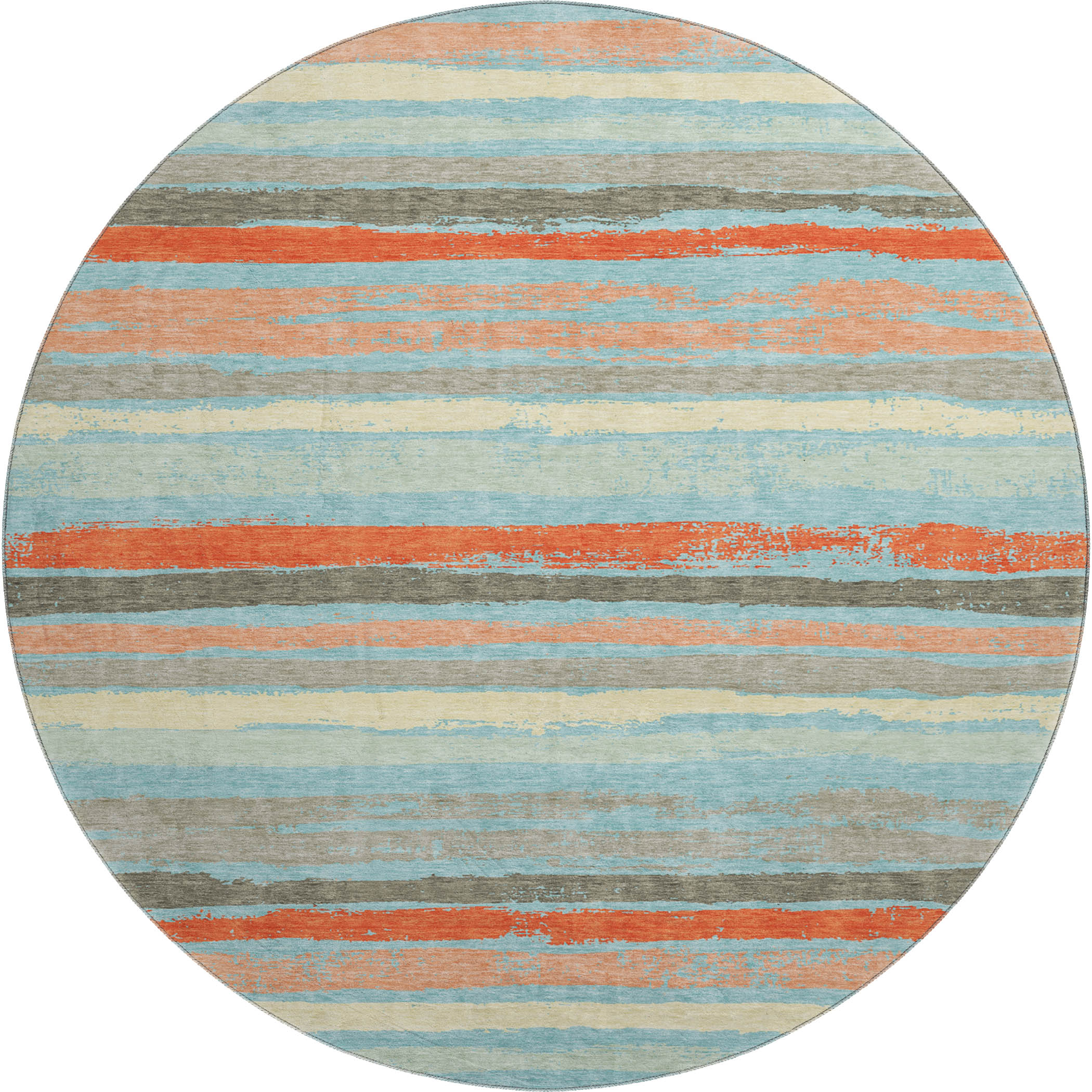 Budapest Machine Washable Transitional Sky Blue Rug 8' x 8' #shape_Round