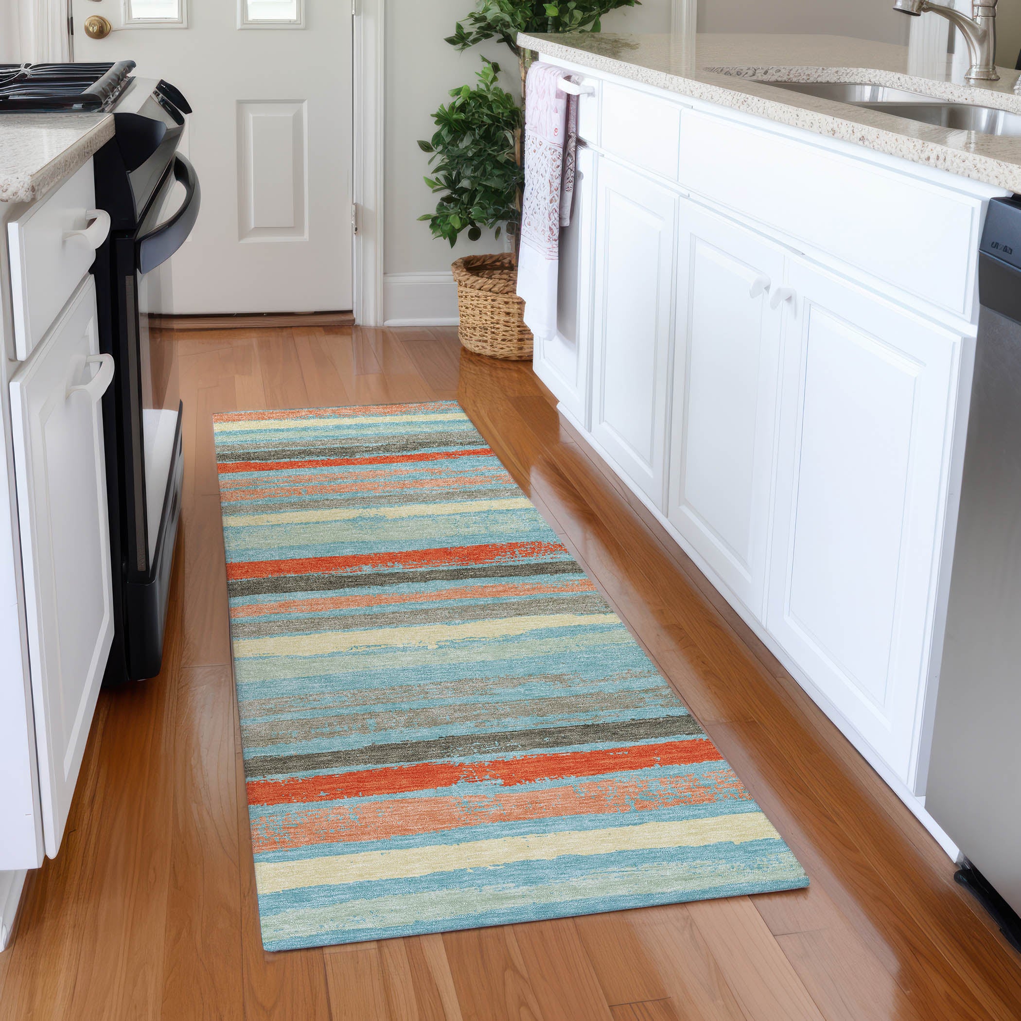 Budapest Machine Washable Transitional Sky Blue Rug 2'3" x 7'6" #shape_Runner