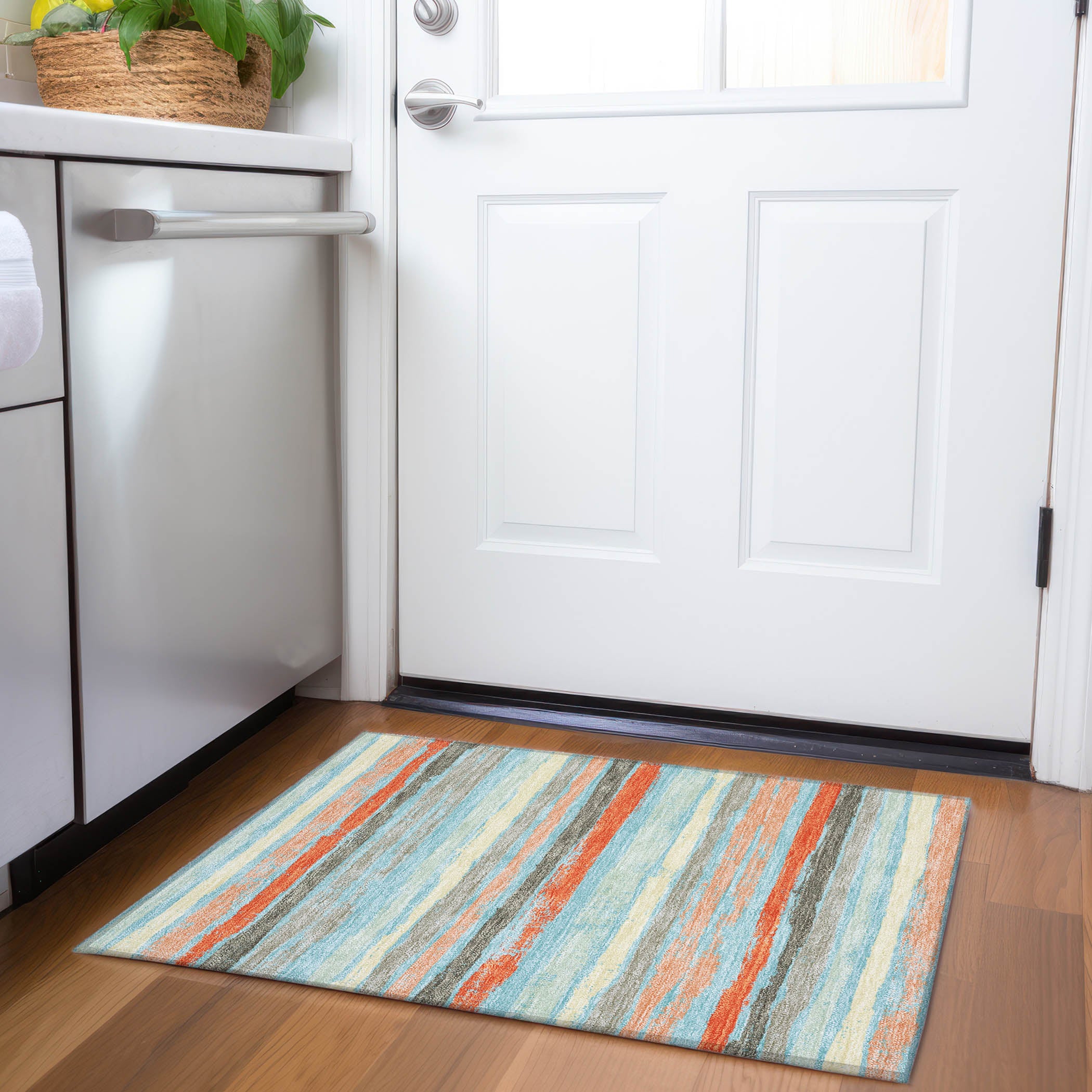 Budapest Machine Washable Transitional Sky Blue Rug 1'8" x 2'6" #shape_Rectangle