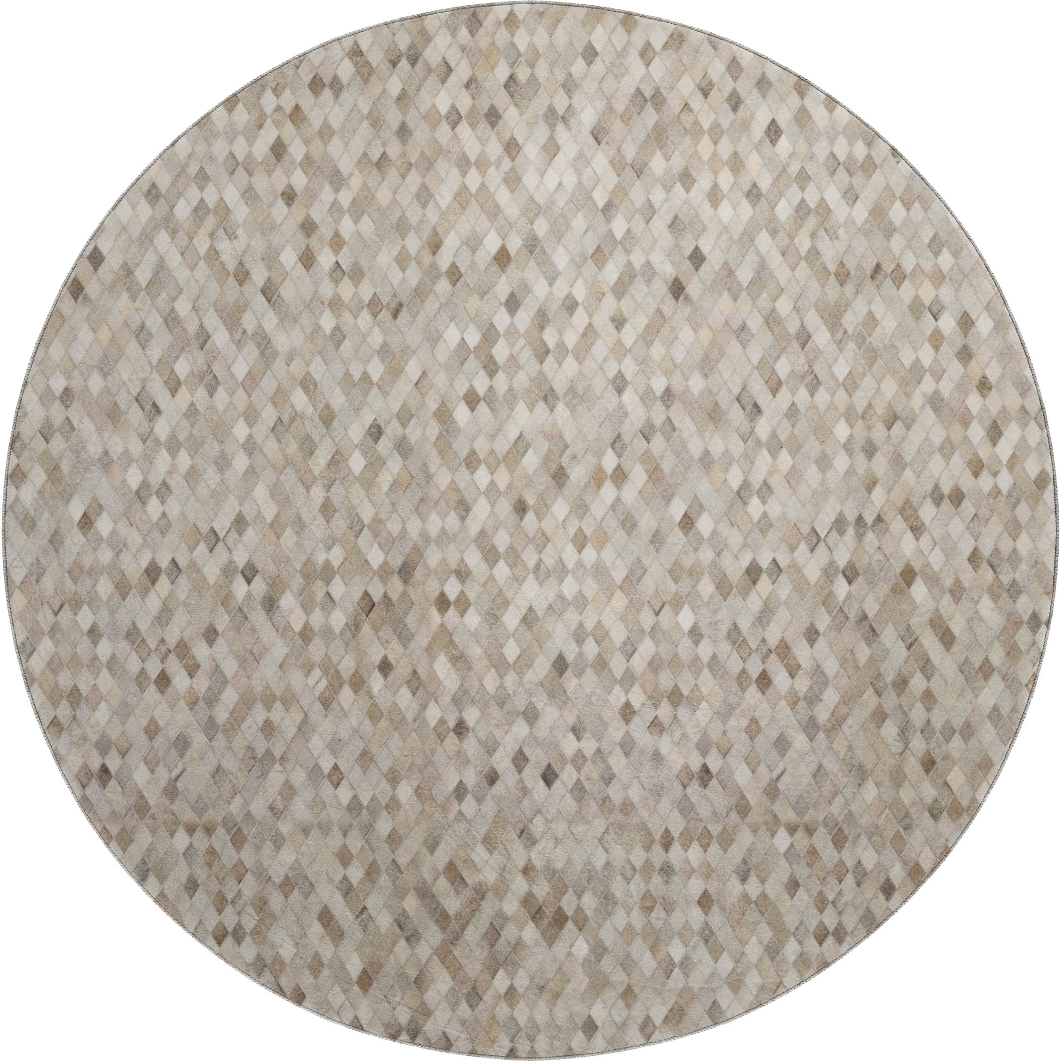 Florence Machine Washable Cowhide Gray Rug 8' x 8' #shape_Round