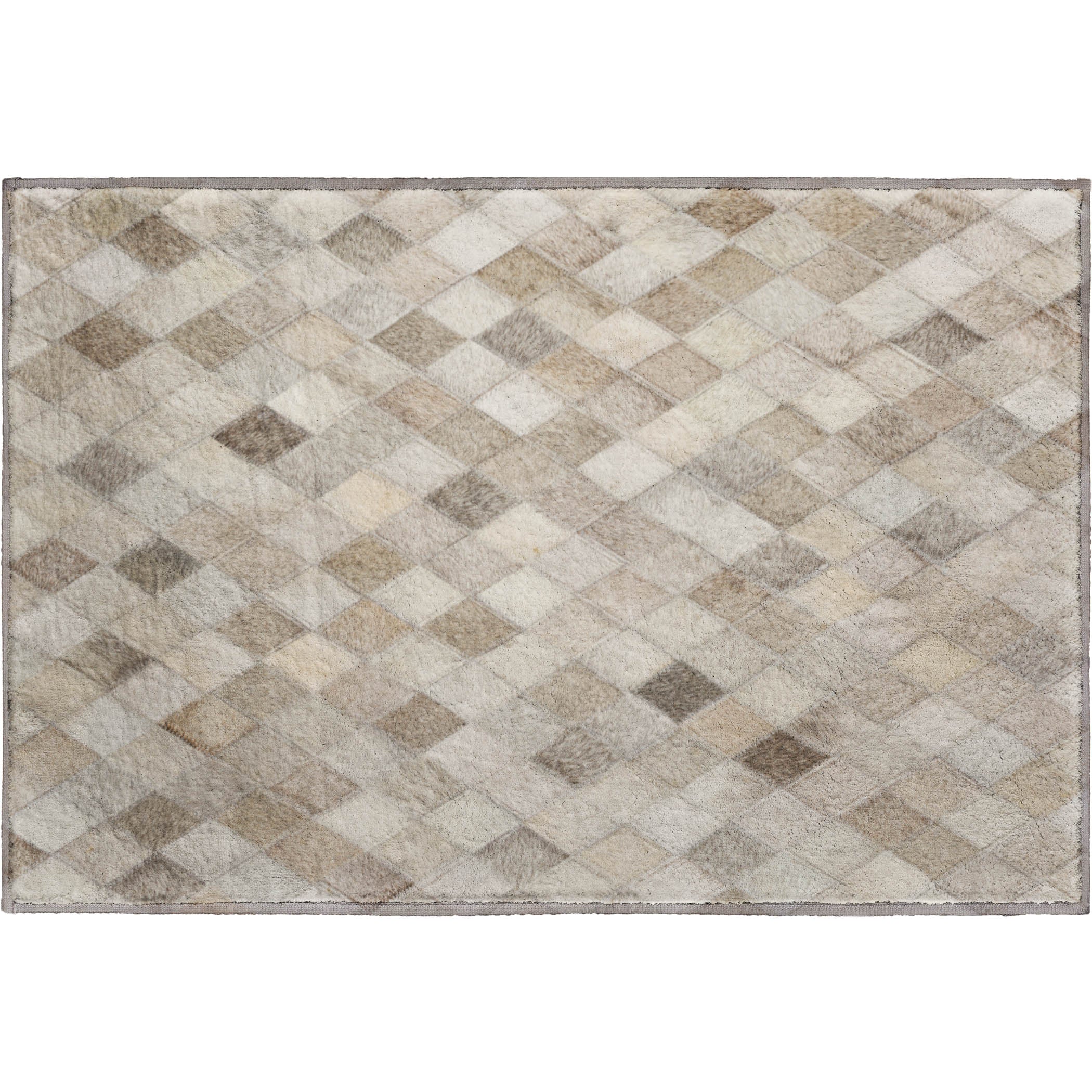 Florence Machine Washable Cowhide Gray Rug 1'8" x 2'6" #shape_Rectangle