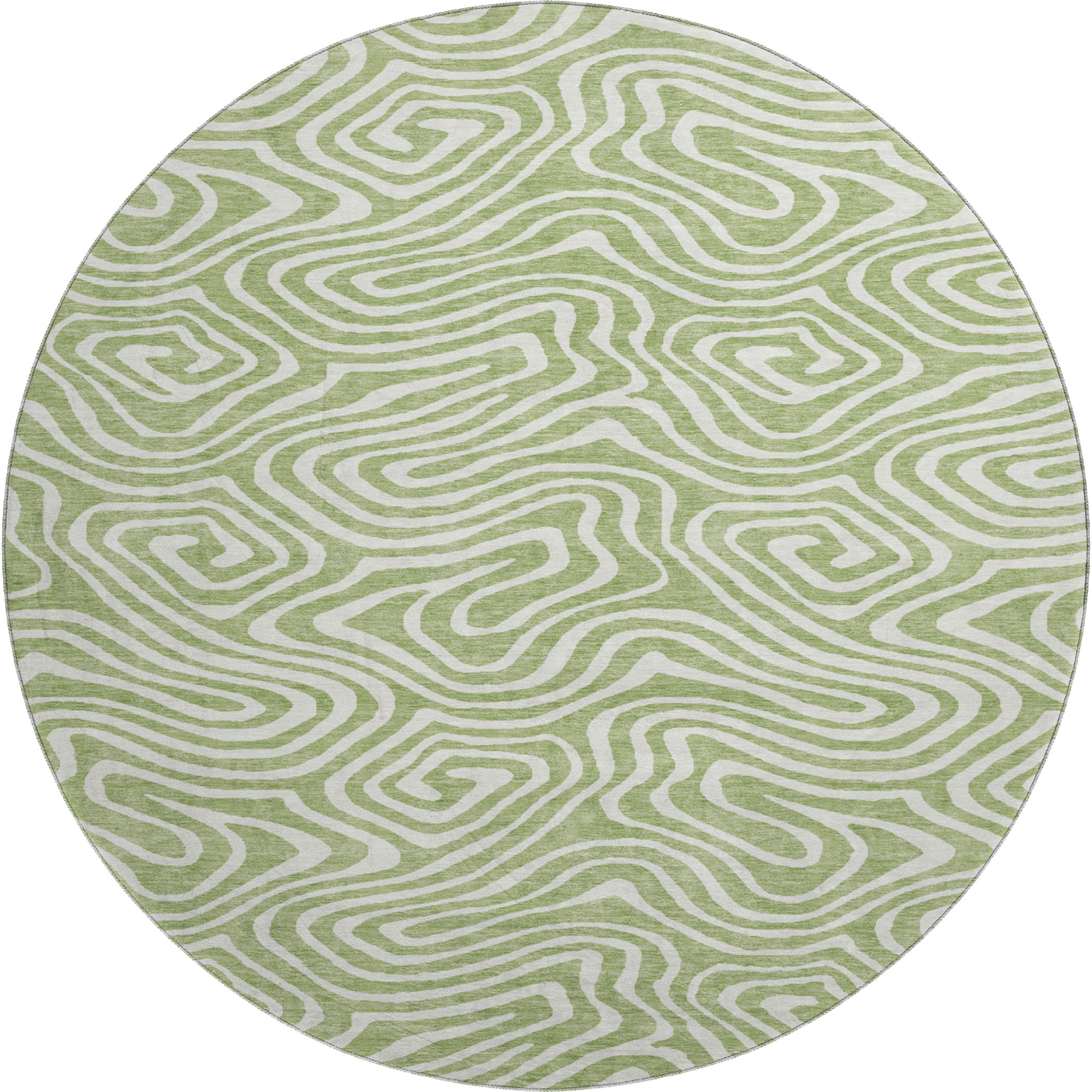 Montevideo Machine Washable Transitional Aloe Green Rug 8' x 8' #shape_Round