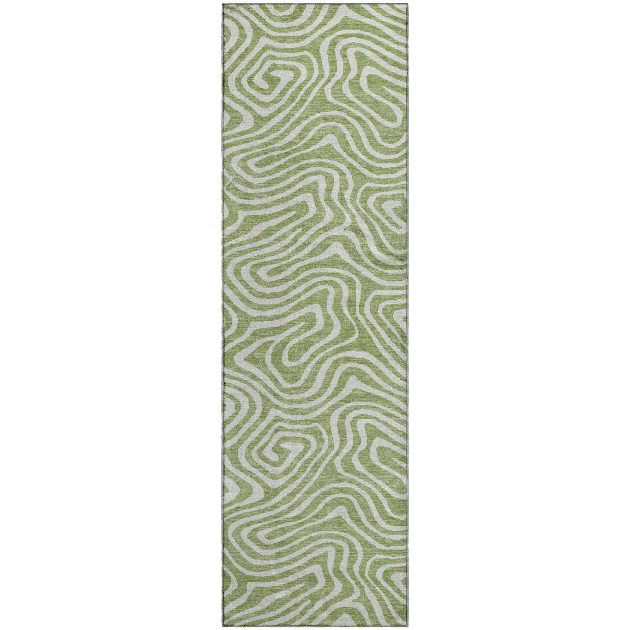 Montevideo Machine Washable Transitional Aloe Green Rug 2'3" x 7'6" #shape_Runner