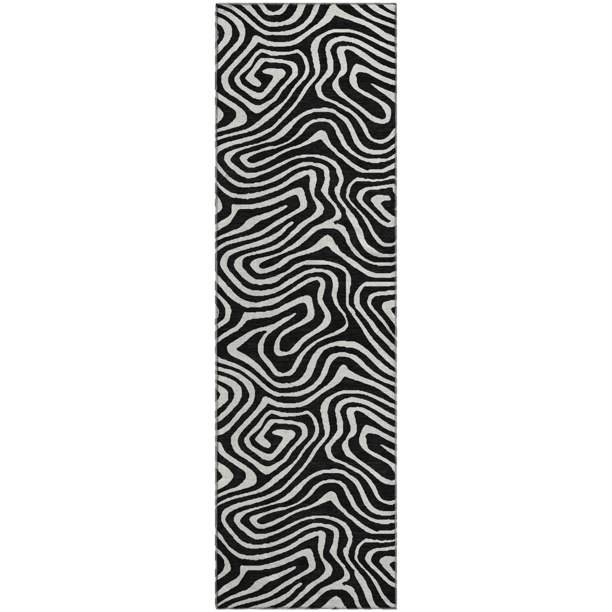 Montevideo Machine Washable Transitional Black Rug 2'3" x 7'6" #shape_Runner