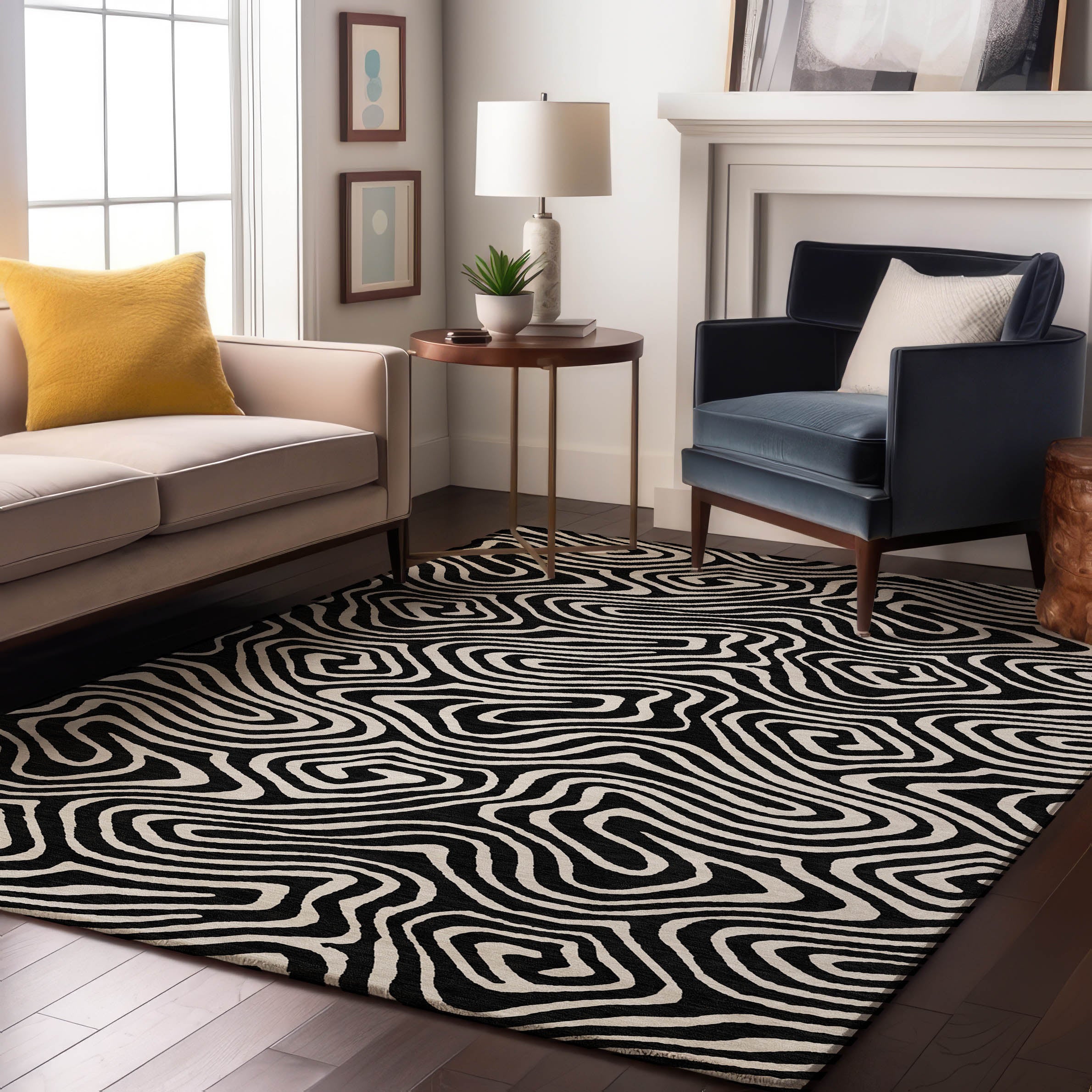 Montevideo Machine Washable Transitional Black Rug 2'6" x 3'10" #shape_Rectangle