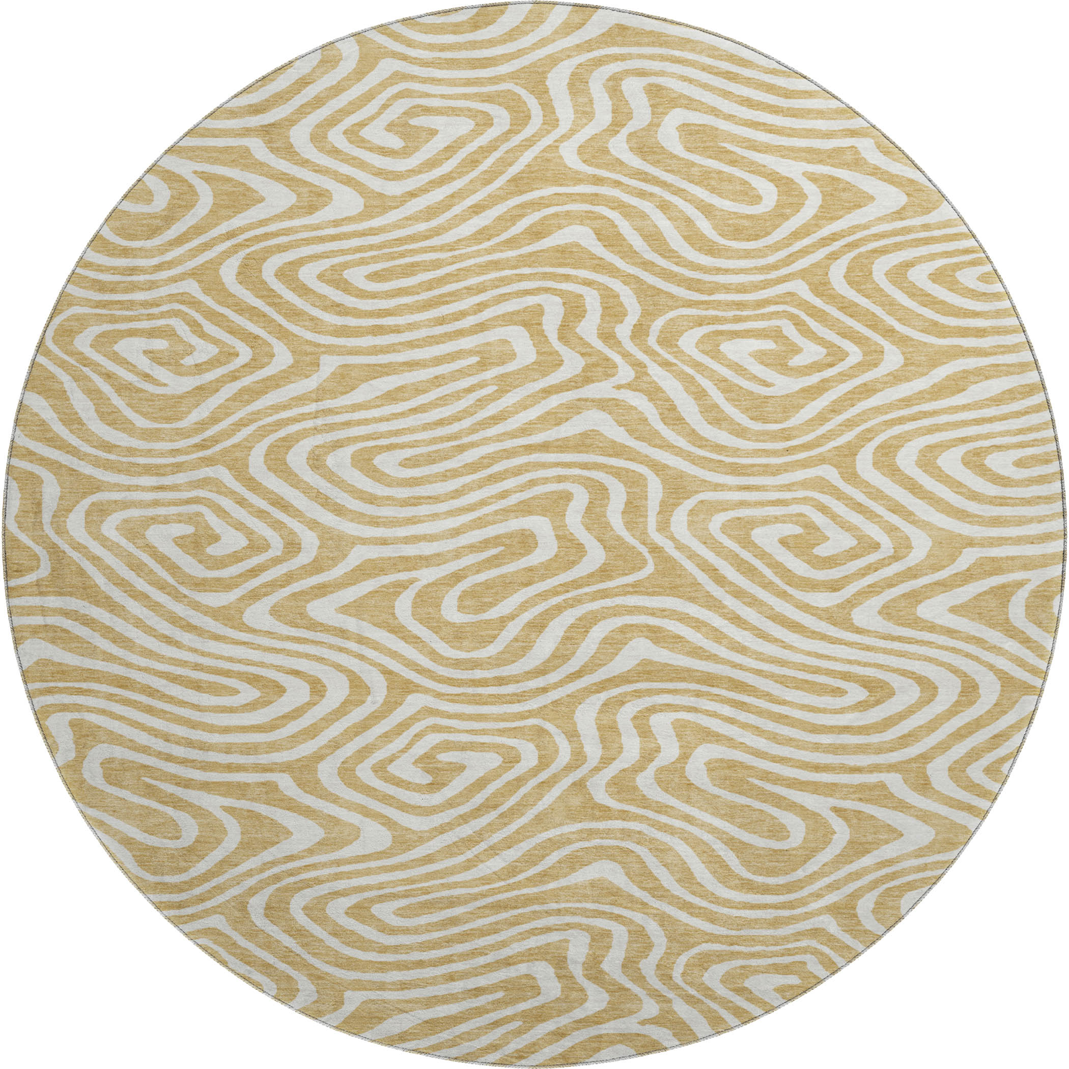 Montevideo Machine Washable Transitional Gold Rug 8' x 8' #shape_Round