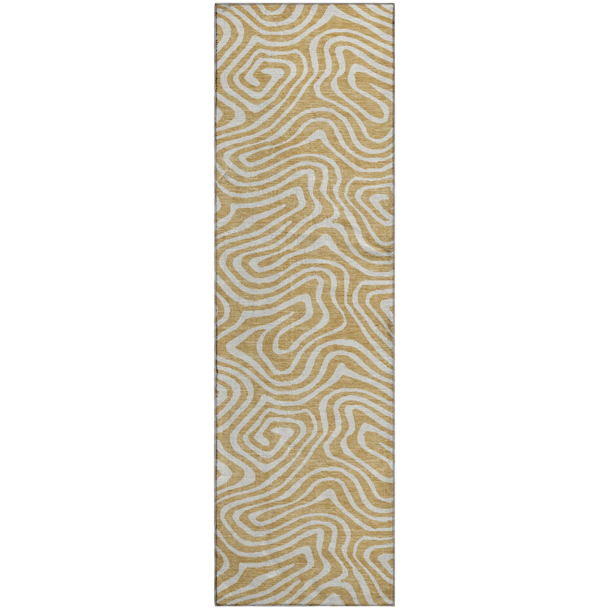 Montevideo Machine Washable Transitional Gold Rug 2'3" x 7'6" #shape_Runner