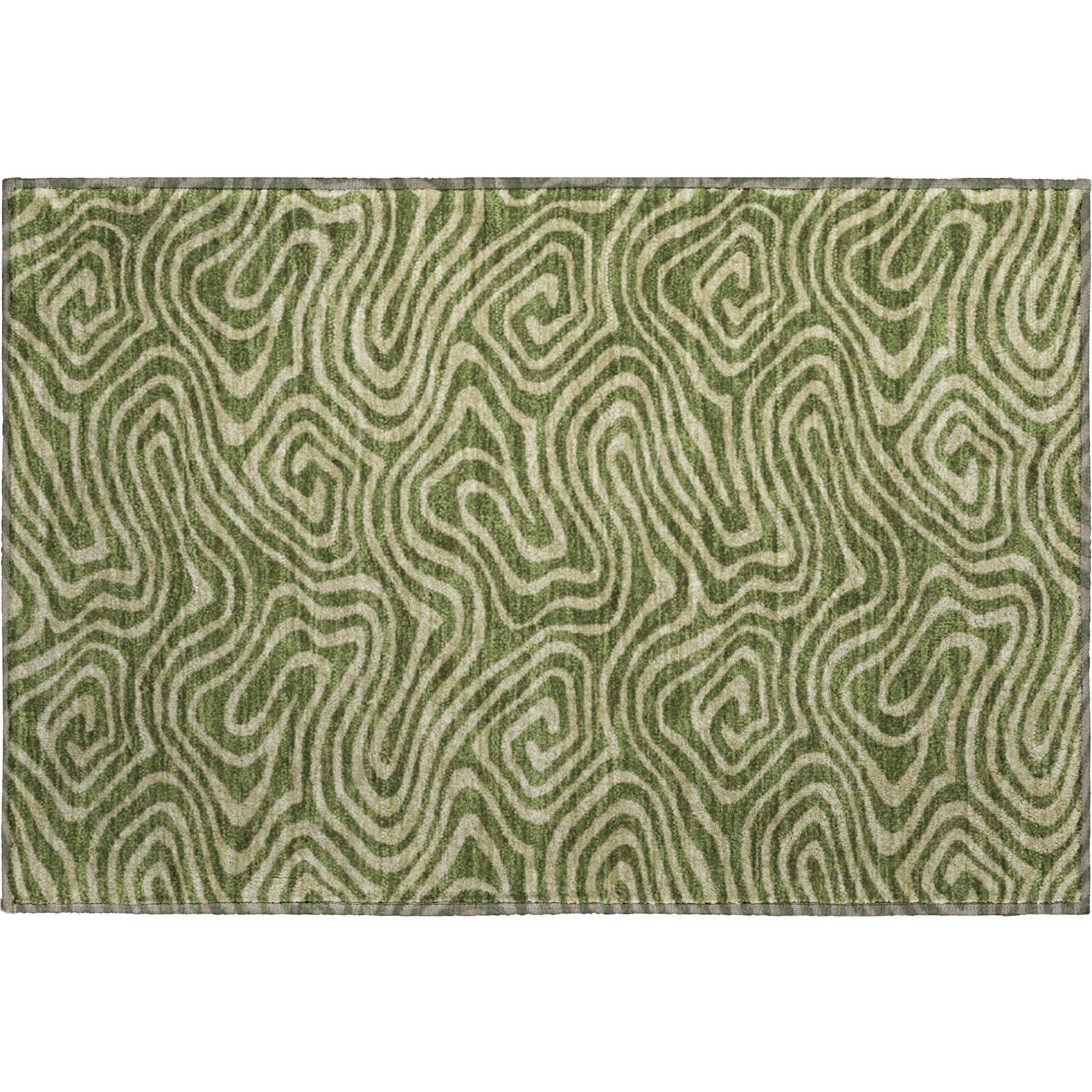 Montevideo Machine Washable Transitional Olive Green Rug 1'8" x 2'6" #shape_Rectangle