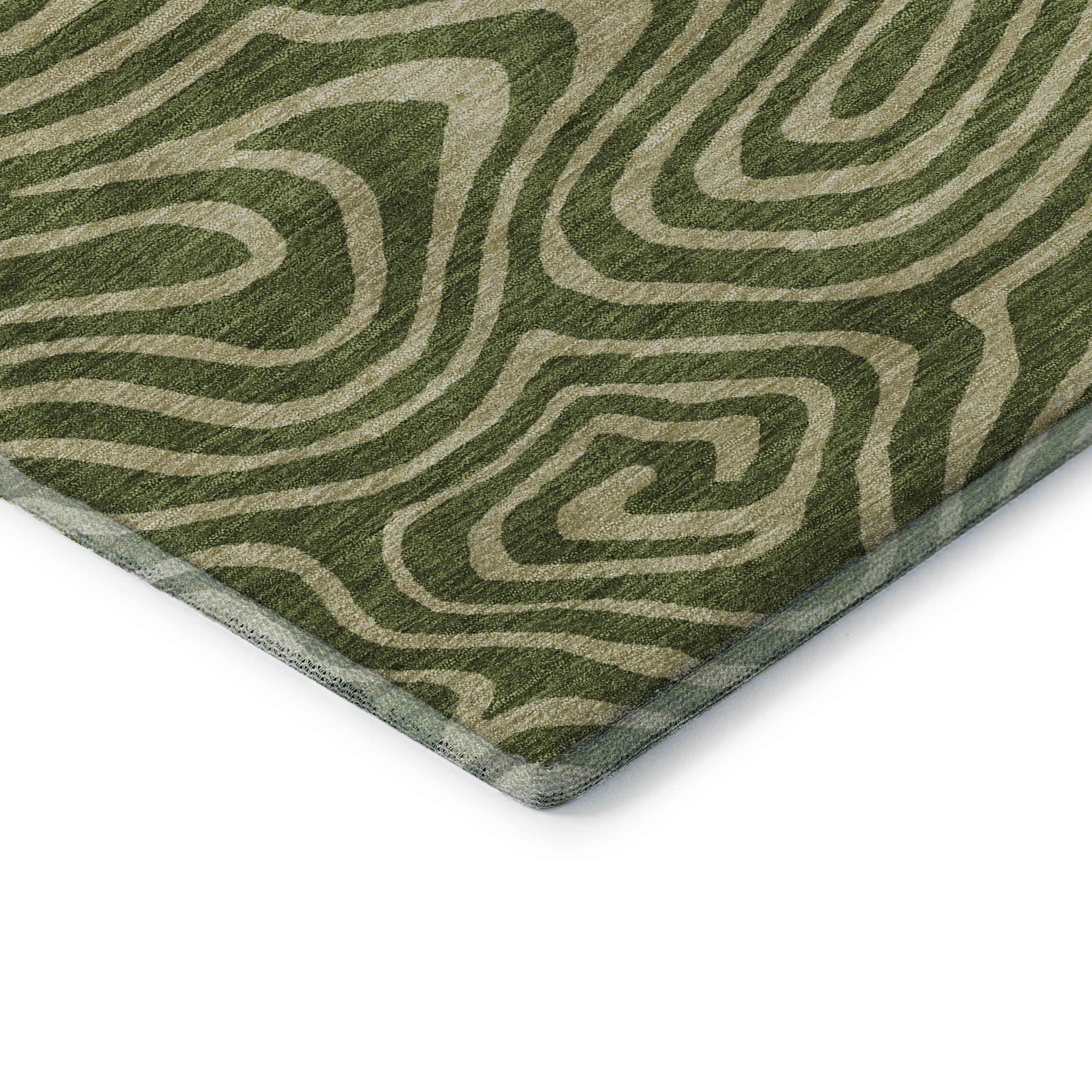 Montevideo Machine Washable Transitional Olive Green Rug 1'8" x 2'6" #shape_Rectangle