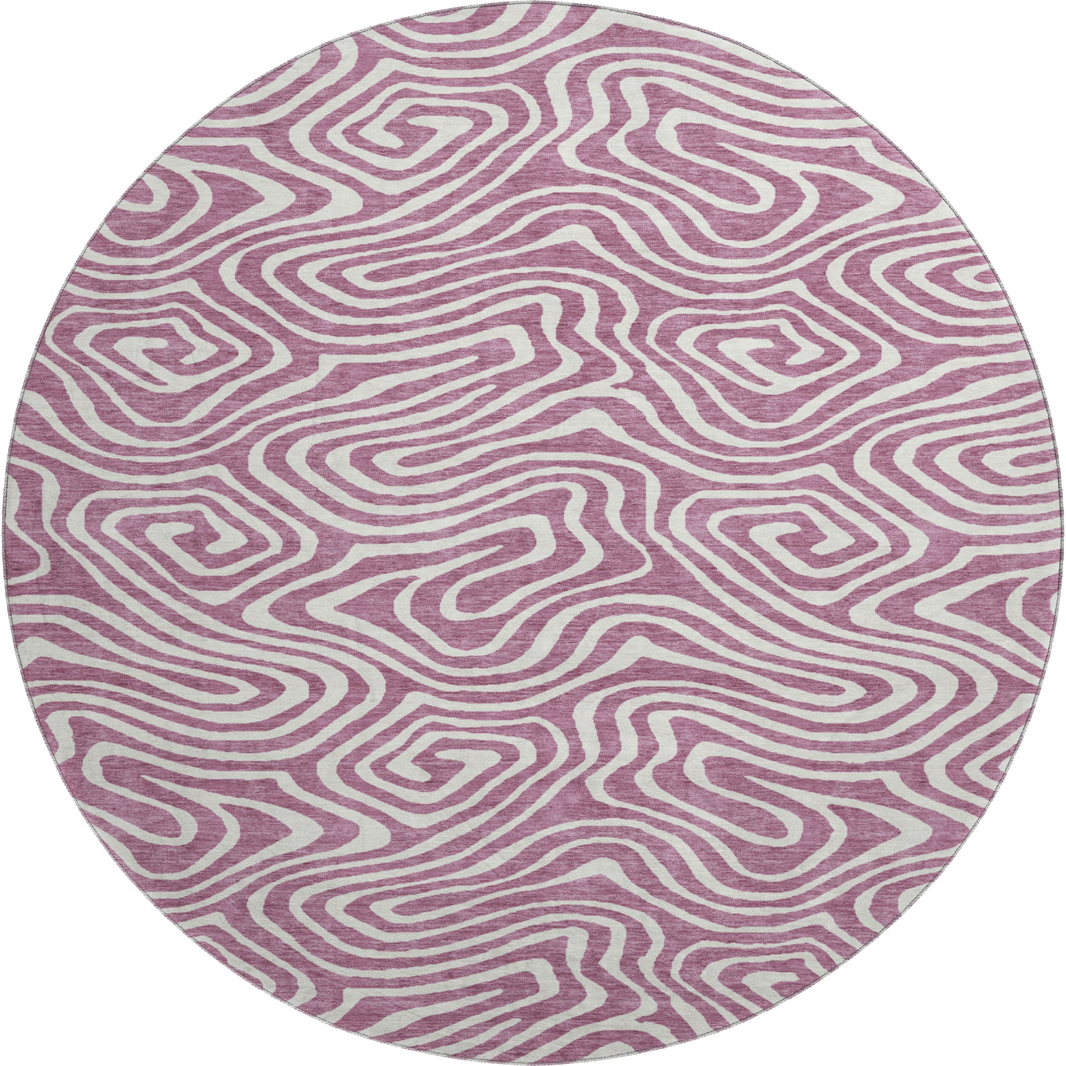 Montevideo Machine Washable Transitional Plum Purple Rug 8' x 8' #shape_Round