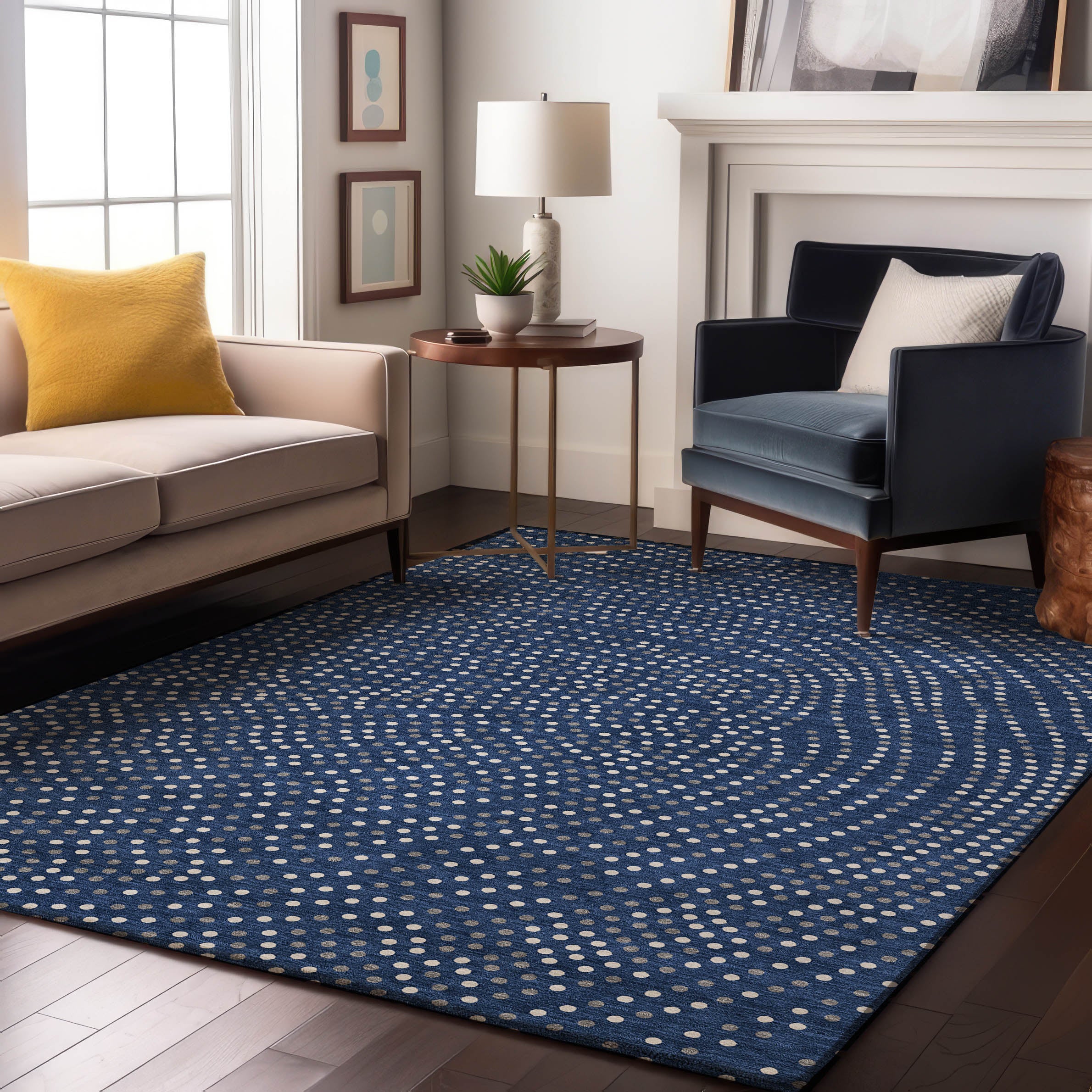Sarajevo Machine Washable Transitional Navy Blue Rug 2'6" x 3'10" #shape_Rectangle