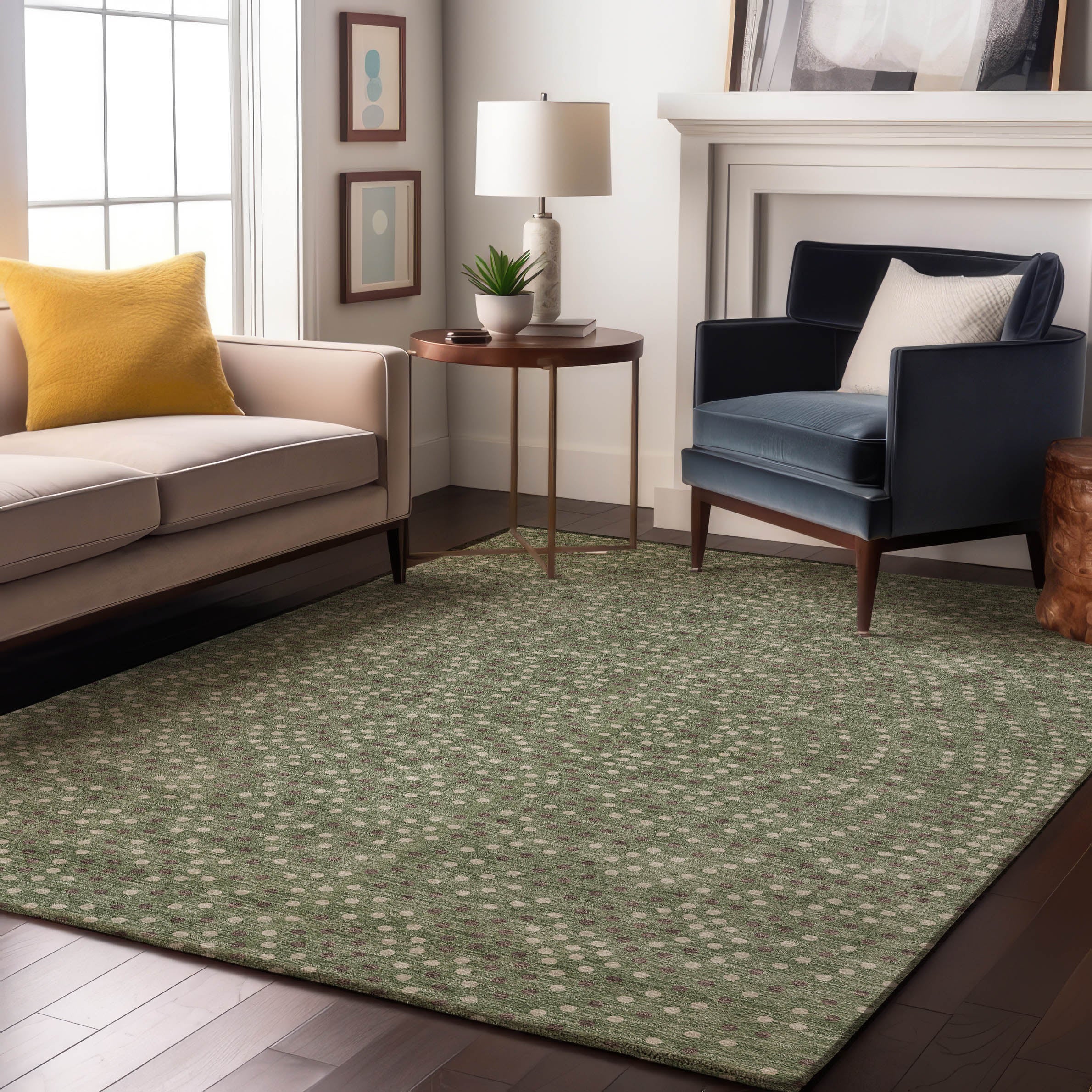 Sarajevo Machine Washable Transitional Sage Green Rug 2'6" x 3'10" #shape_Rectangle