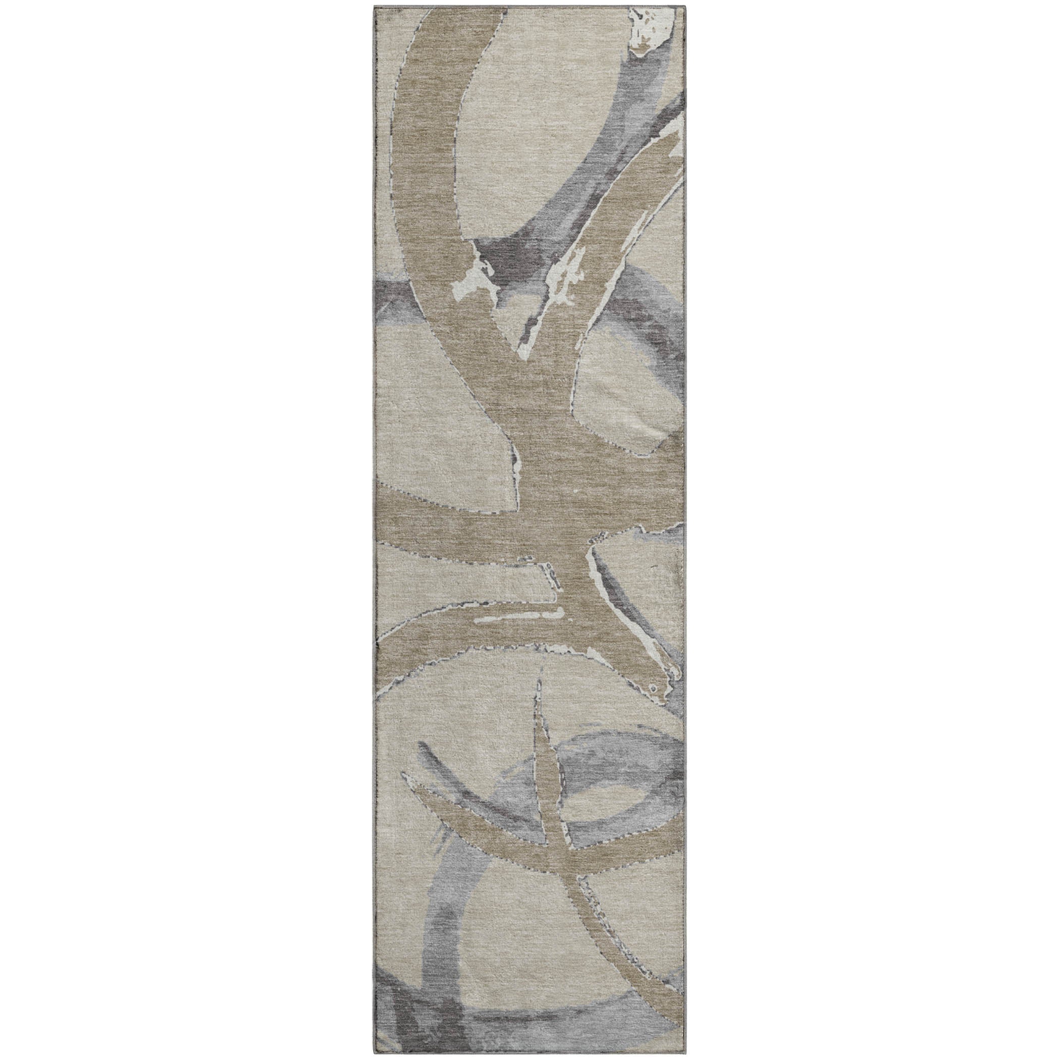 Istanbul Machine Washable Transitional Beige Brown Rug 2'3" x 7'6" #shape_Runner