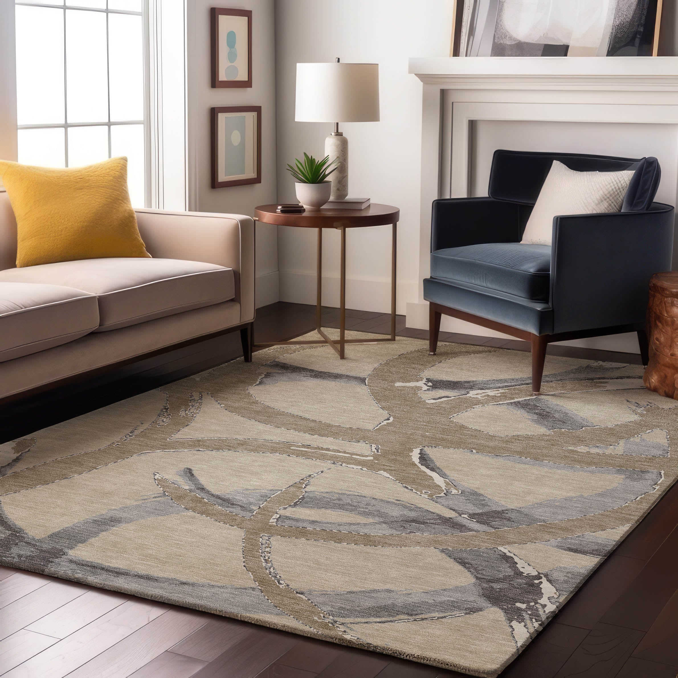 Istanbul Machine Washable Transitional Beige Brown Rug 2'6" x 3'10" #shape_Rectangle