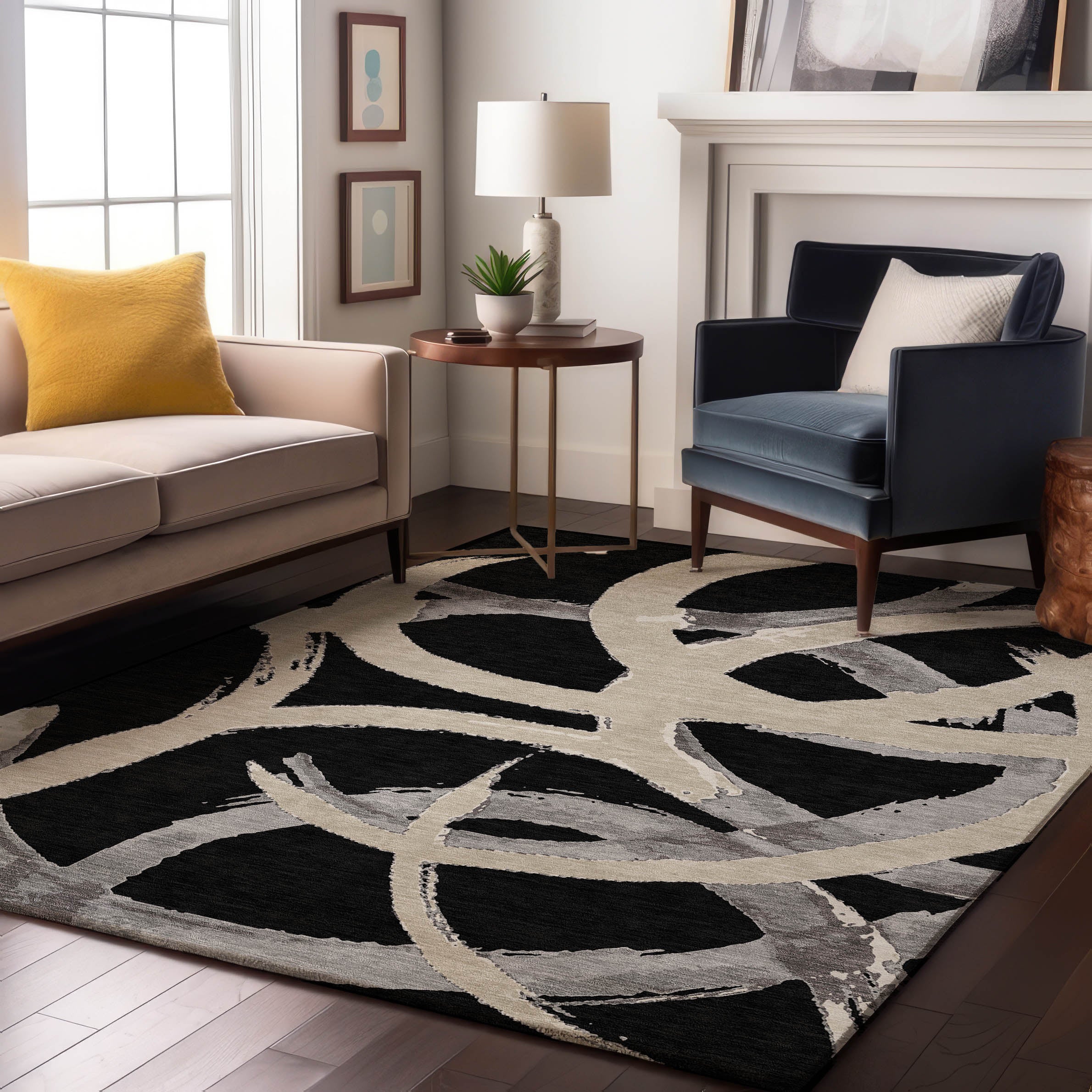 Istanbul Machine Washable Transitional Black Rug 2'6" x 3'10" #shape_Rectangle
