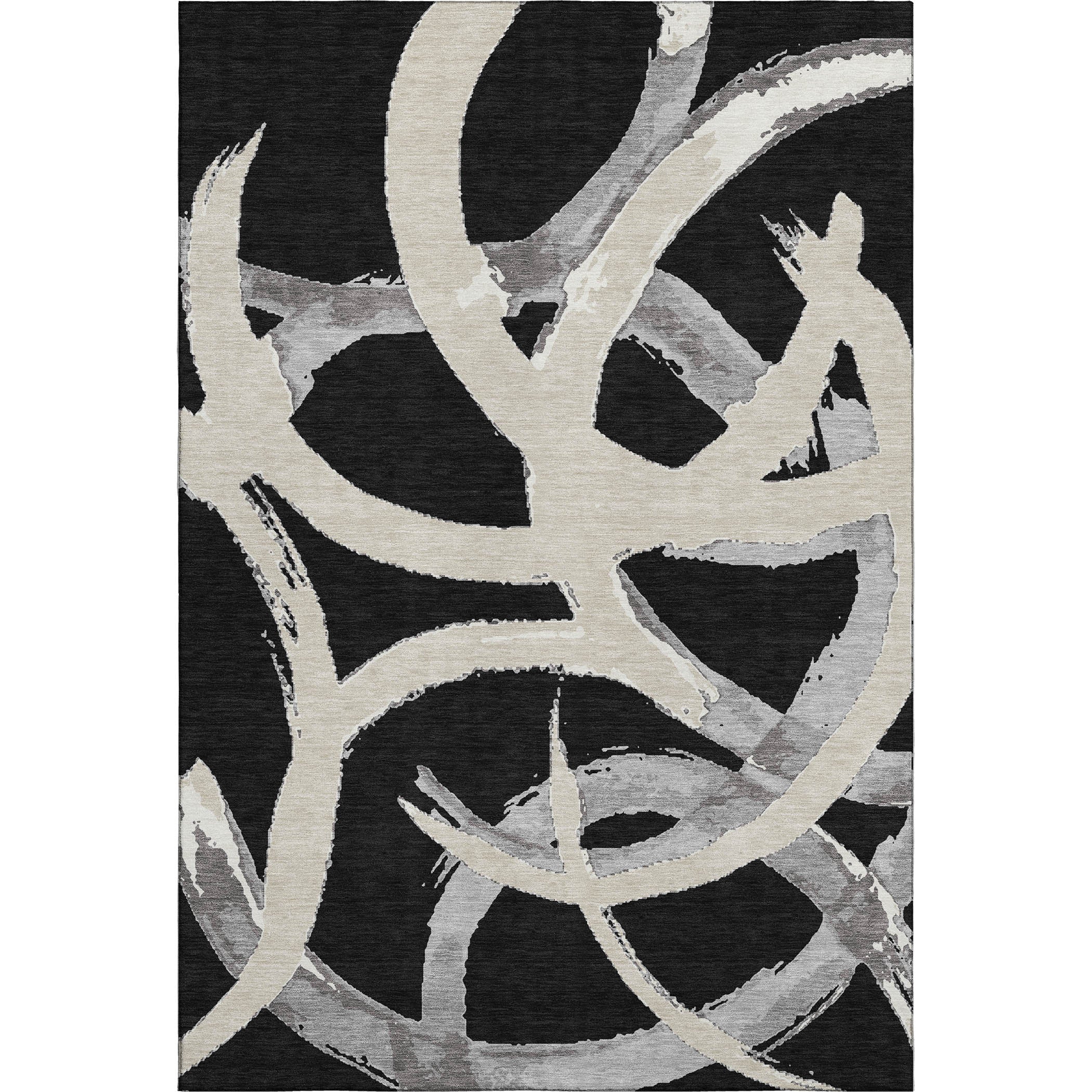 Istanbul Machine Washable Transitional Black Rug 2'6" x 3'10" #shape_Rectangle